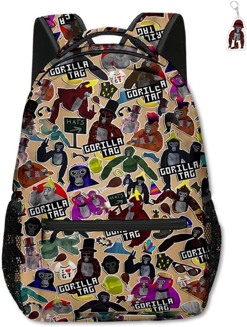 Anime Gorilla Backpack with Keychain,16In Cute 3D Printed Laptop Backpack Large Travel Bags Sport Bag Breathable Business Backpack Cozy Notebook Bag.
