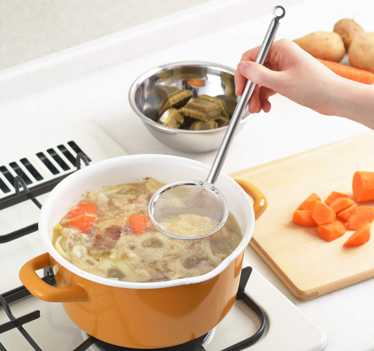 Yoshikawa YJ2780, Made in Japan, Made in Japan, Cooking Iroha, Fine Ami No Akira, Silver, Total Length 9.8 X Width 3.1 Inches (25 X 8 Cm)