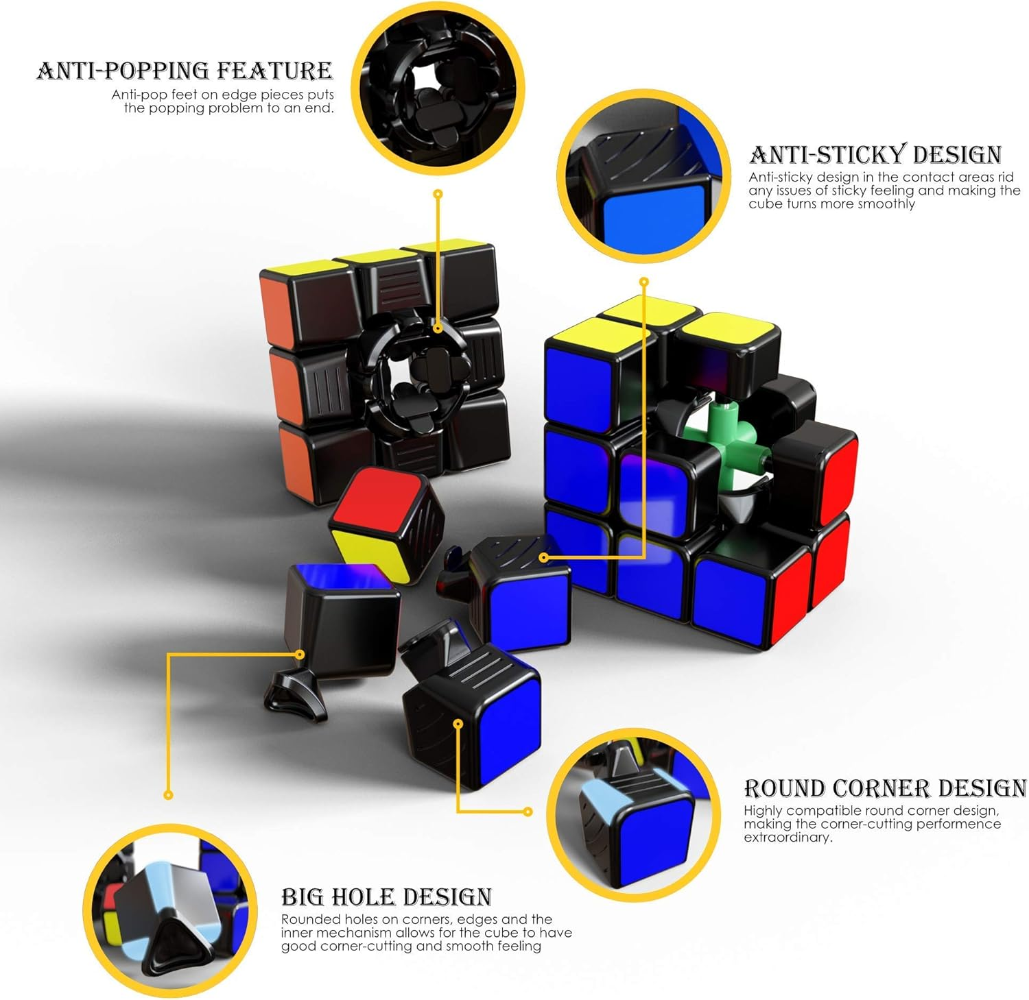 Agreatlife Buttery Smooth Durable with Vivid Colors Rubix Cube | More Precise and Turns Quicker Speed Cube 3X3 for Pro and Beginners Brain Teaser | Enjoy This Magic Cube Puzzle Box image number 4