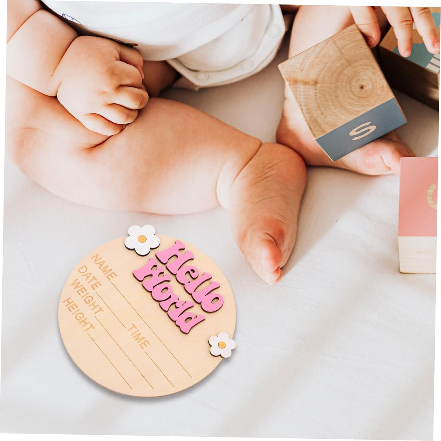 Growth Commemorative Card Wood Name Sign for Nursery Born Announcement Welcome Sign Photo Prop image number 3