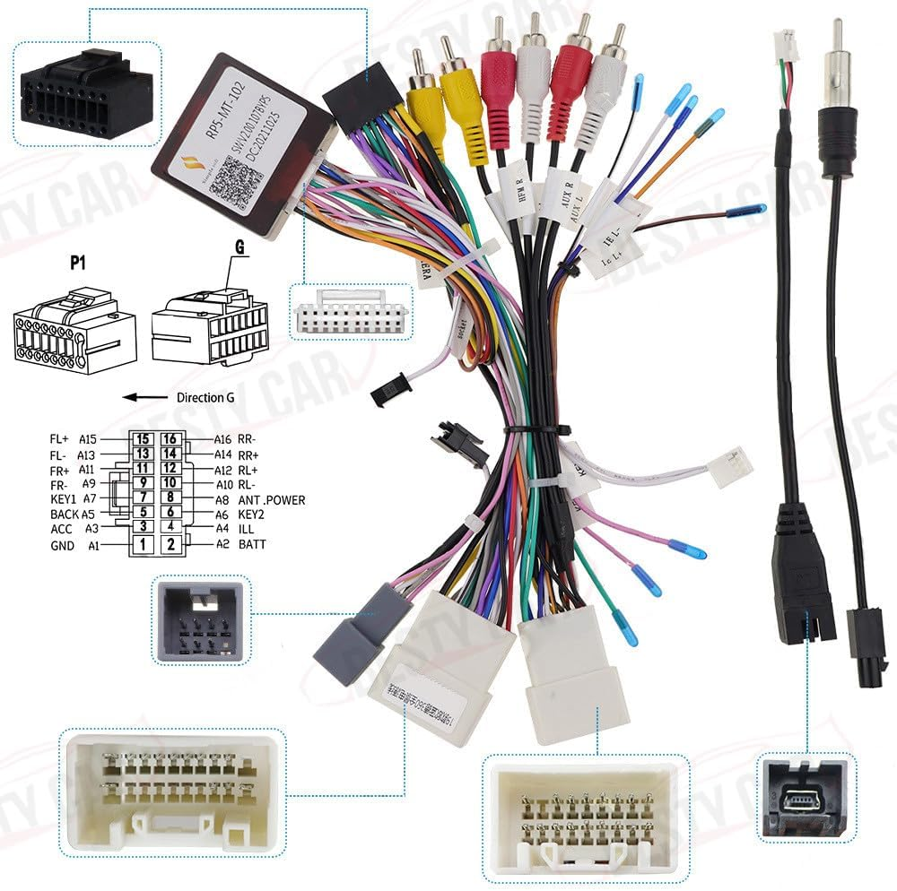 Bestycar 16Pin Car Stereo Wiring Harness Adapter with Canbus Box for Mitsubishi Outlander Pajero Support OEM Rockford Amplifier Camera SWC USB image number 4