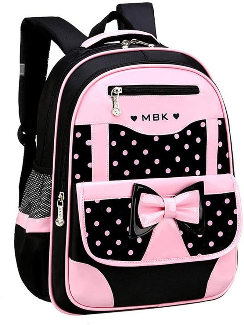 VIDOSCLA Bowknot Wave Point Prints Primary School Bookbag Rucksack Kids School Backpack Sets Student Book Bag for Students image number 5