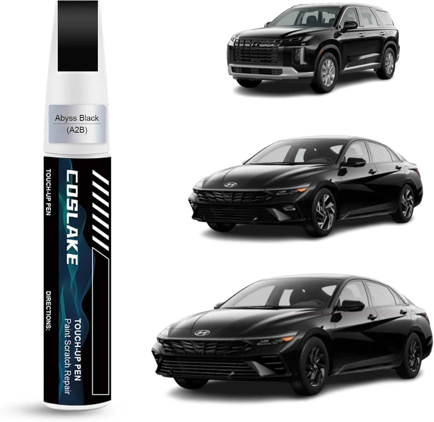 Car Touch up Paint(Abyss Black/Onyx Black(A2B)) for Hyundai, Car Paint Scratch Repair Kit, Quick & Easy Solution to Repair, 2 in 1 Scratch Remover Pen with Color-Matched
