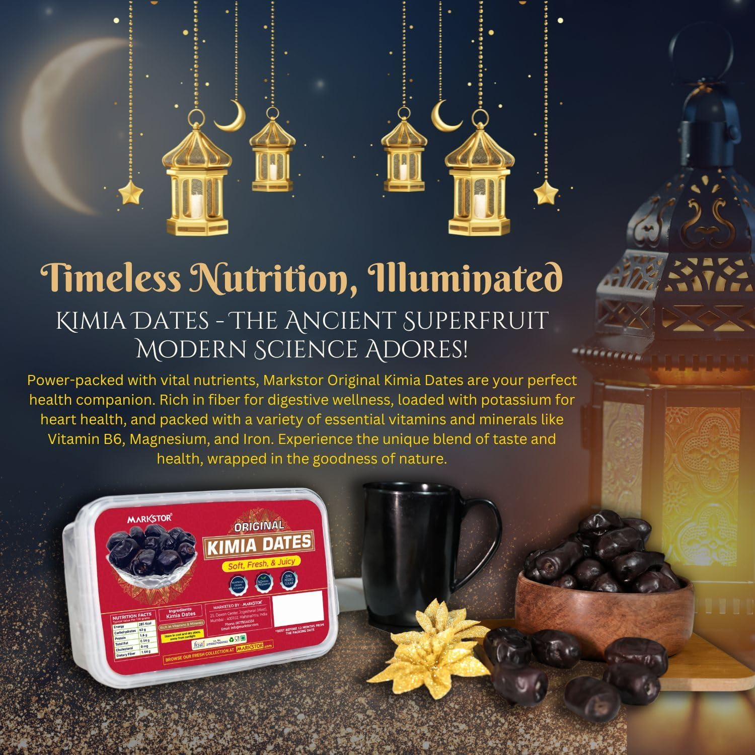 Markstor Original Kimia Dates - Fresh & Juicy Dates -500G - Natural Sweetness, No Added Sugar image number 1