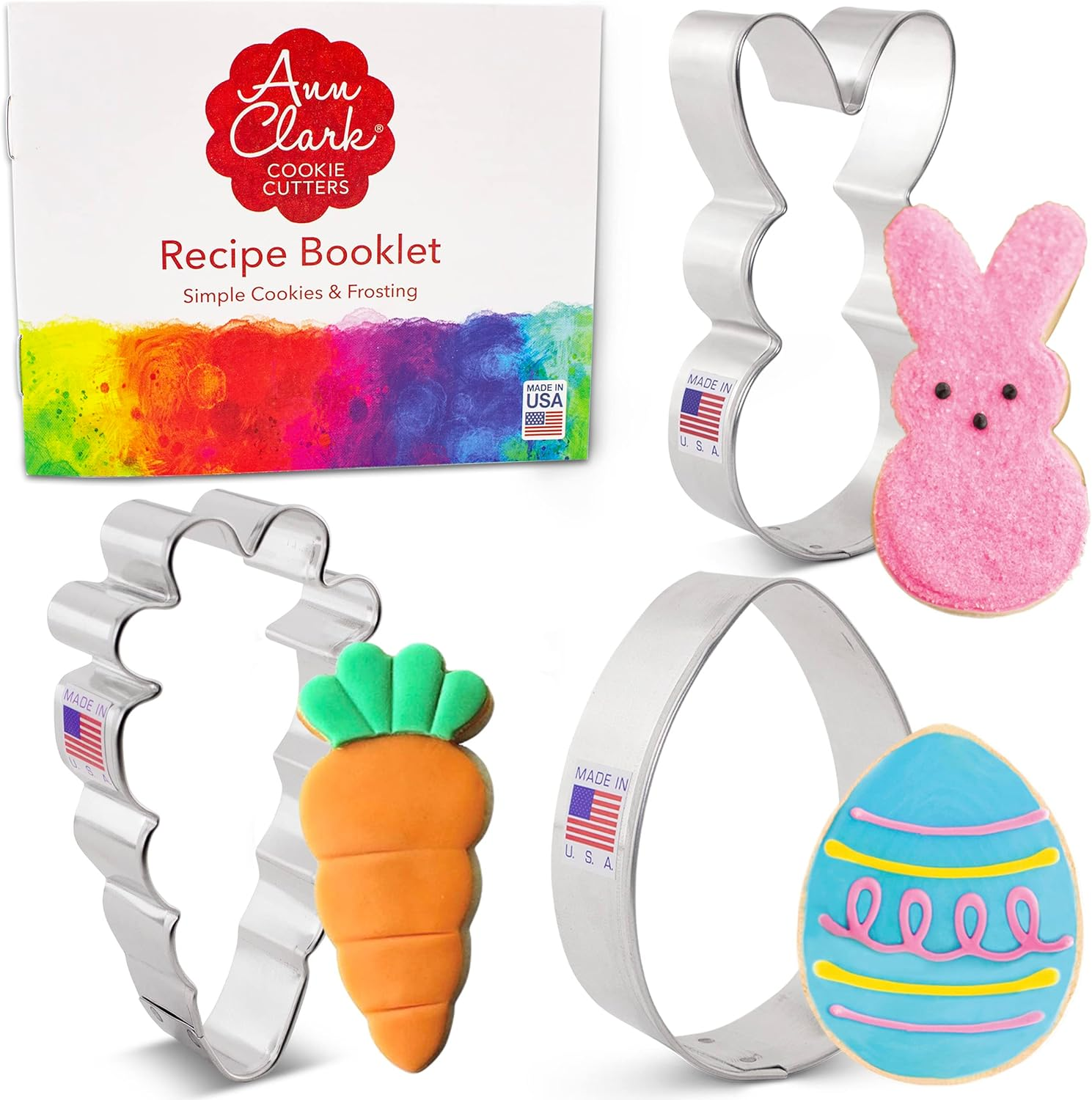 Easter Fun Cookie Cutters 3-Pc. Set Made in the USA by Ann Clark, Easter Bunny, Egg, and Carrot image number 3