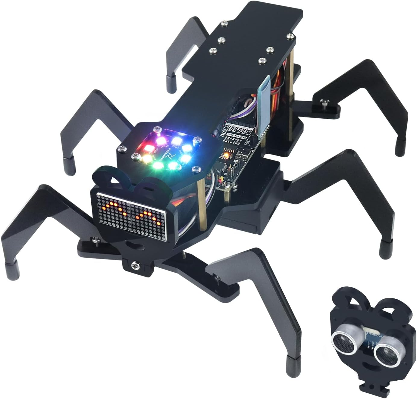 Freenove Robot Ant Kit (Compatible with Arduino IDE), Dot Matrix Expressions, Obstacle Avoidance, Wireless Control App, Ultrasonic Sensor Servo image number 4