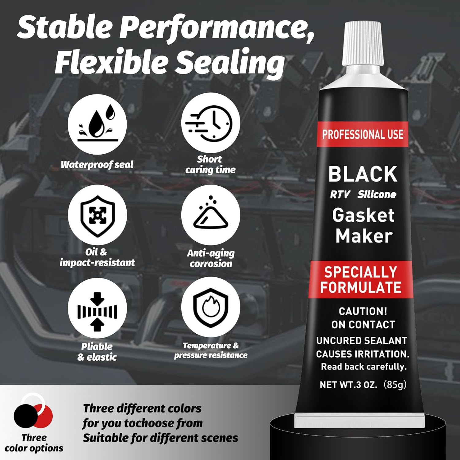 1DFAUL RTV Silicone Gasket Maker Sealant, High Temp Silicone Resist Oil, Anti-Freeze Gasket Sealer for Engines, Gearboxes, Pumps, Superchargers (Black, 170G) image number 5