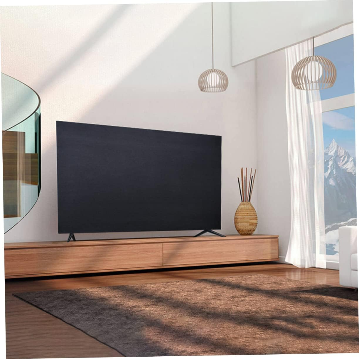 KONTONTY Elastic Fabric Tv Dust Cover Weatherproof Monitor Cover for Tv Outdoor image number 5