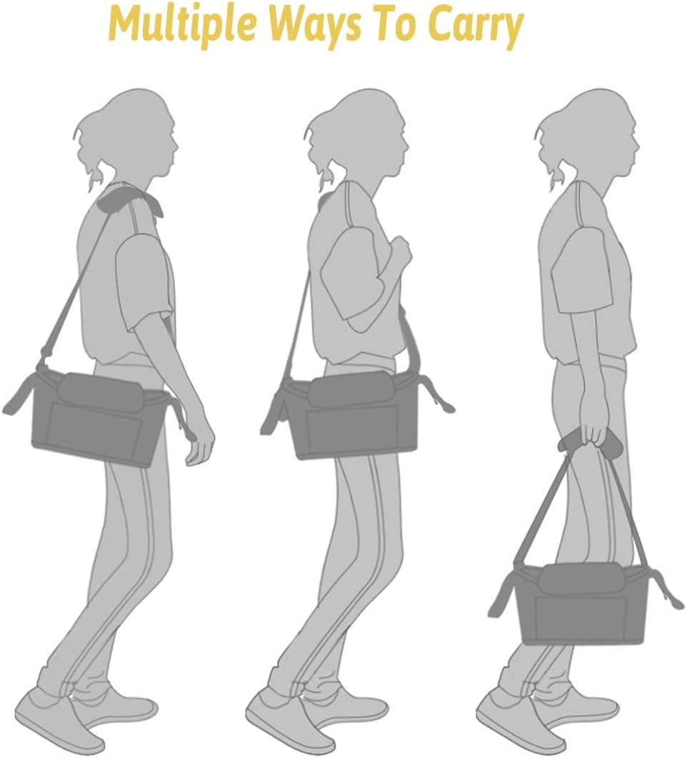 AIMALL Multi-Purpose Large Capacity Baby Stroller Storage Bag 11.8In X 6.69In, Hanging Linen Organiser with Adjustable Strap, Phone Bottle Tissue Compartments, Grey Colour image number 2