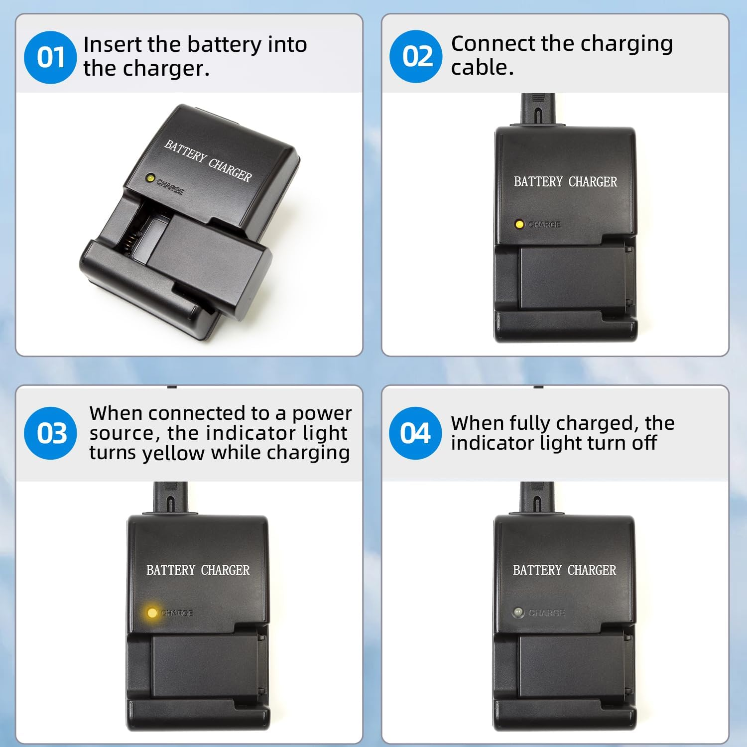 OCOIXINH NP-FW50 Battery Charger Compatible with Sony ZV-E10, A6000, A6400, A5100, A5000, A6500, A6300, Alpha 7, A7, A7II, A7R, A7RII, A7SII, A7S, NEX-3, RX10 Cameras image number 1