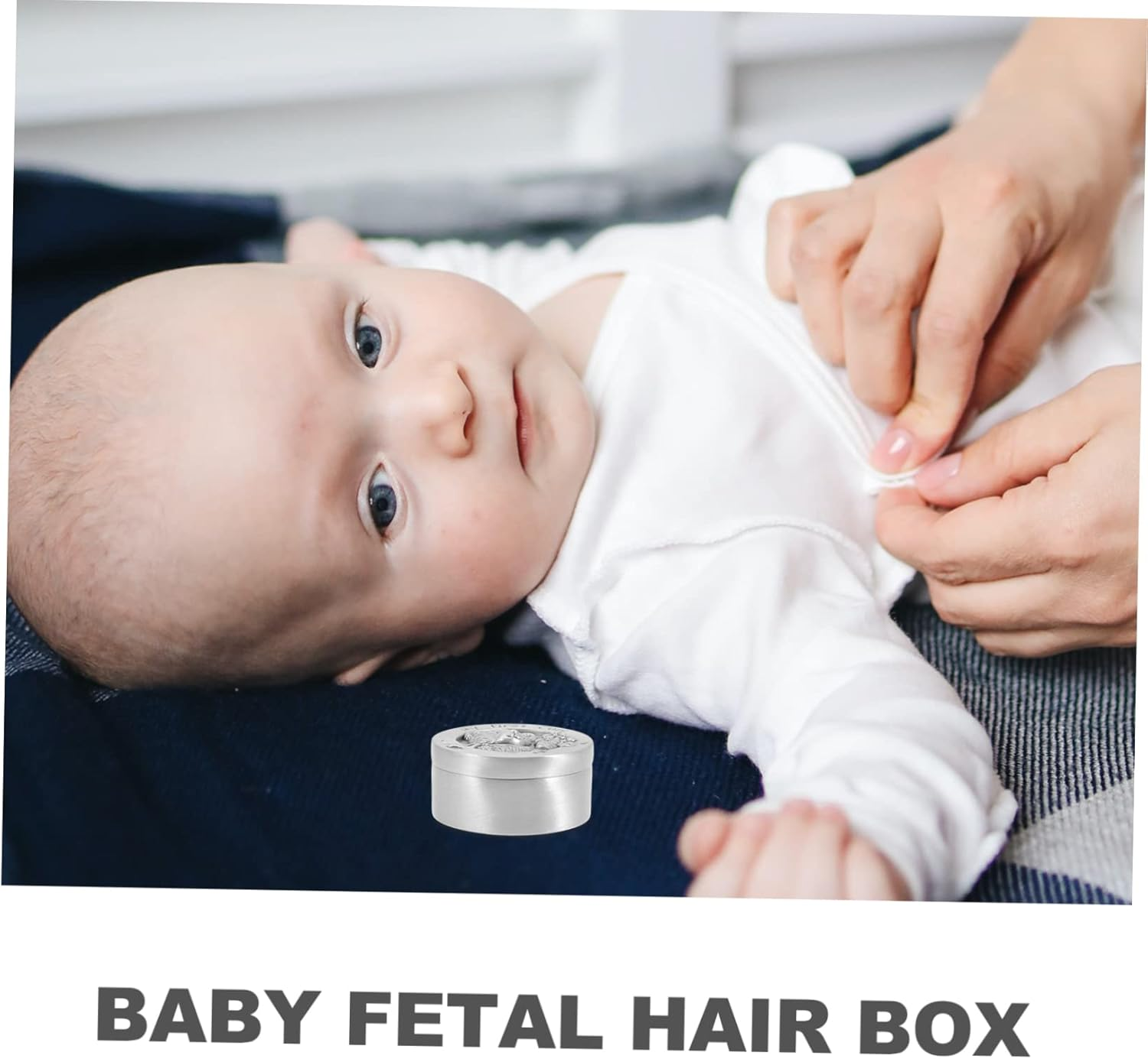 Baby First Curl Keepsake Box Metal Hair Storage Container for Newborns Boys and Girls My First Curl Tin Color Infant Hair Saver image number 2