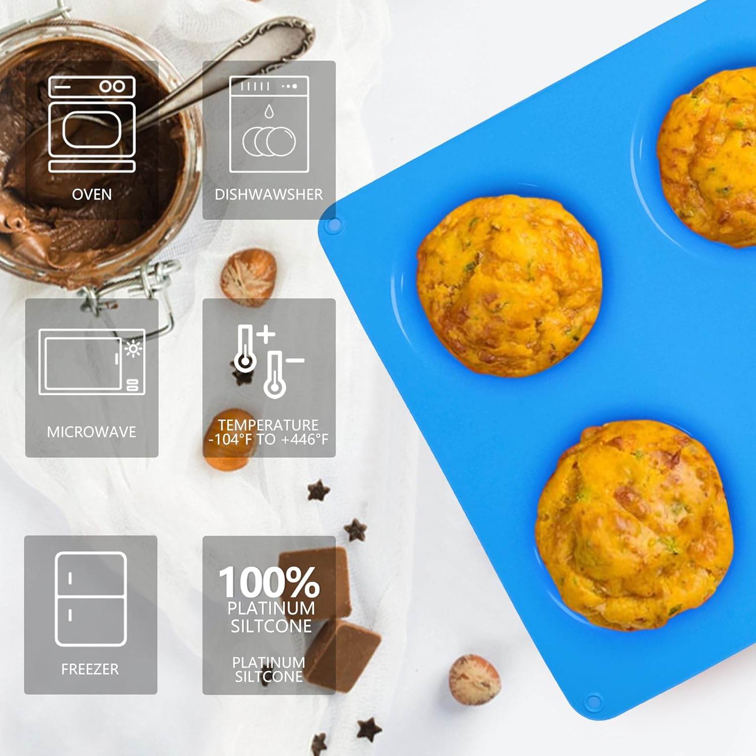 Sidosir Popover Pan for Baking - Professional Extra Deep Silicone Popover Molds, Non-Stick, Easy to Clean, Grade Materials(2Pcs) image number 4