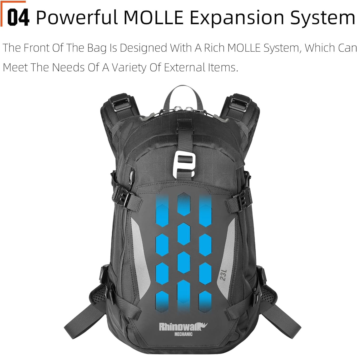 Rhinowalk Motorcycle Backpack &ndash; Helmet Holder, Rain Cover, Hydration Bladder Hole &ndash; Sports Backpack for Hiking, Climbing, Cycling, Running, Camping image number 1