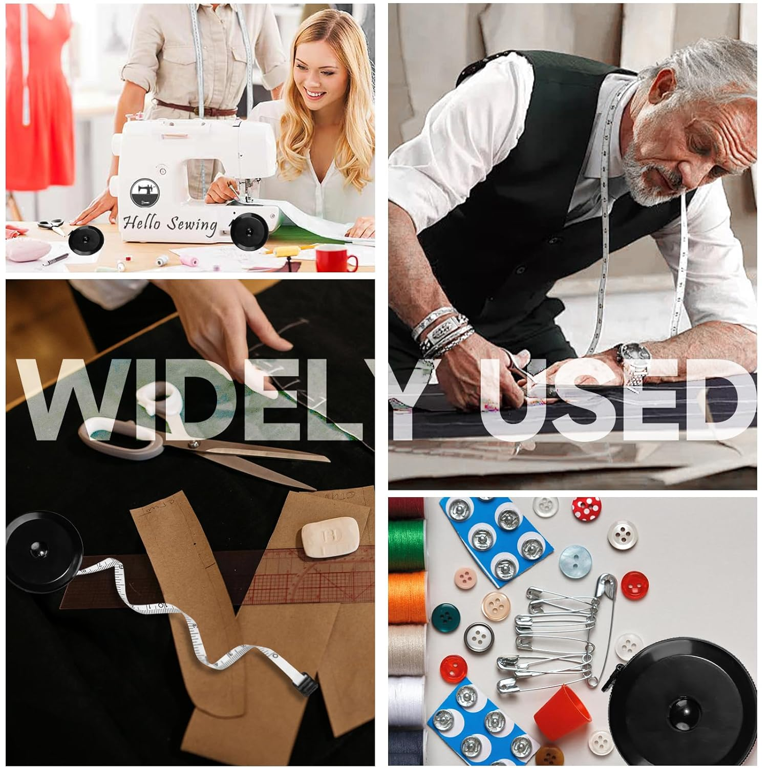 1 Pack Soft Tape Measure Retractable Measuring for Body Fabric Sewing Tailor,Black Sewing Tape Measures,Small Push Buttondouble Scales Rulers 79-Inch 2 Meter(Black White) image number 5