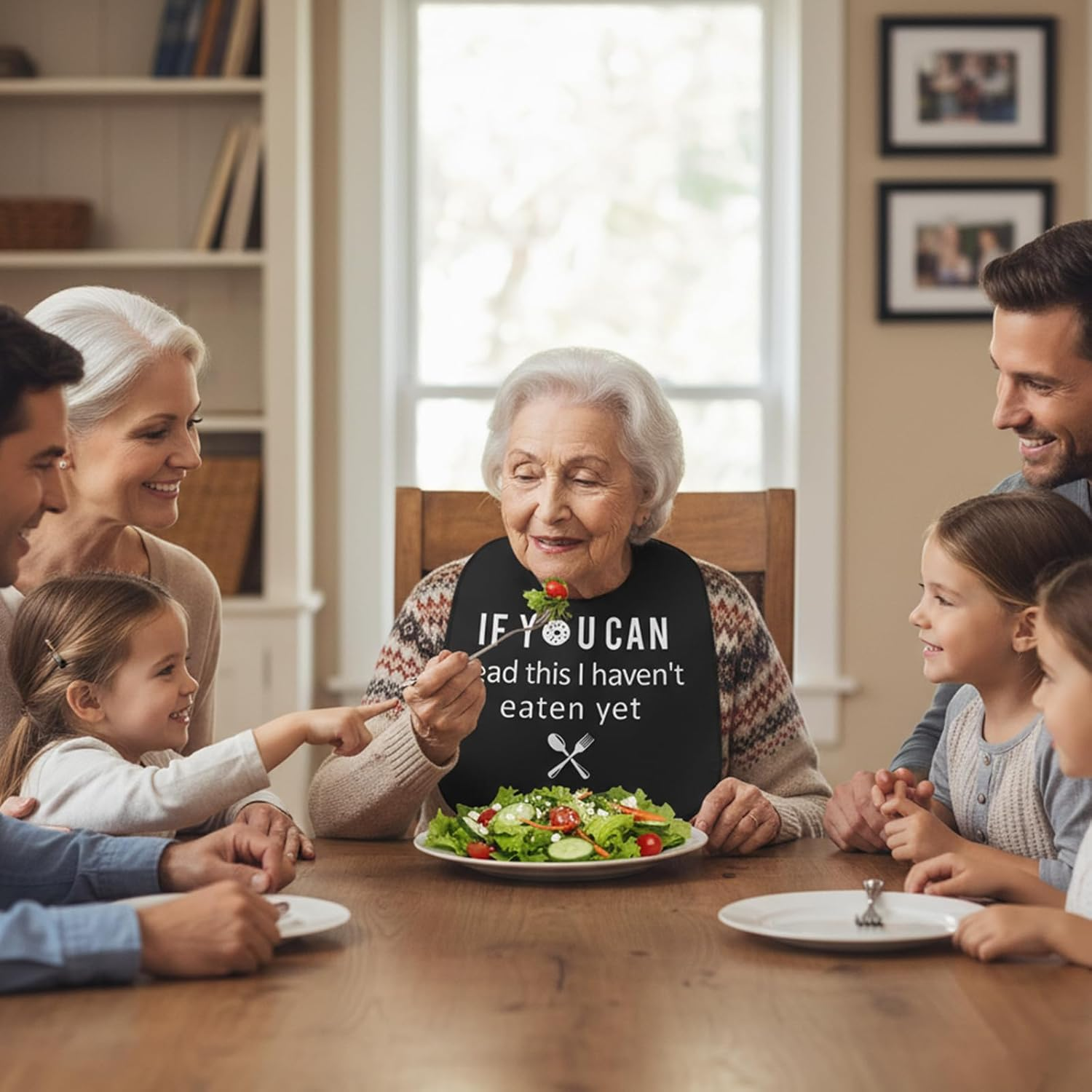 Iplusmile Waterproof Washable Adult Bibs for Elderly Women Men, Reusable Large Adult Bibs for Eating image number 3