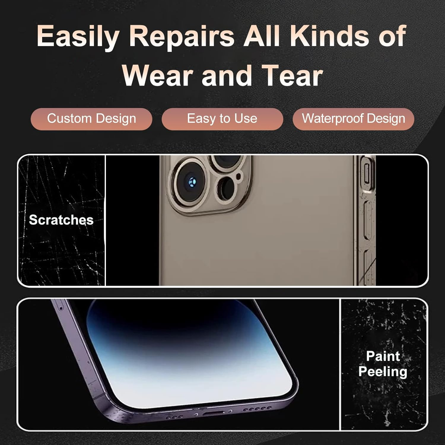 Natural Titanium Touch up Paint for Iphone 16 Pro/16 Pro Max, Phone Side Paint Scratch Repair, Quick & Easy Solution to Repair, Scratch Remover Pen with 1PC Replacement Pen Nib image number 1