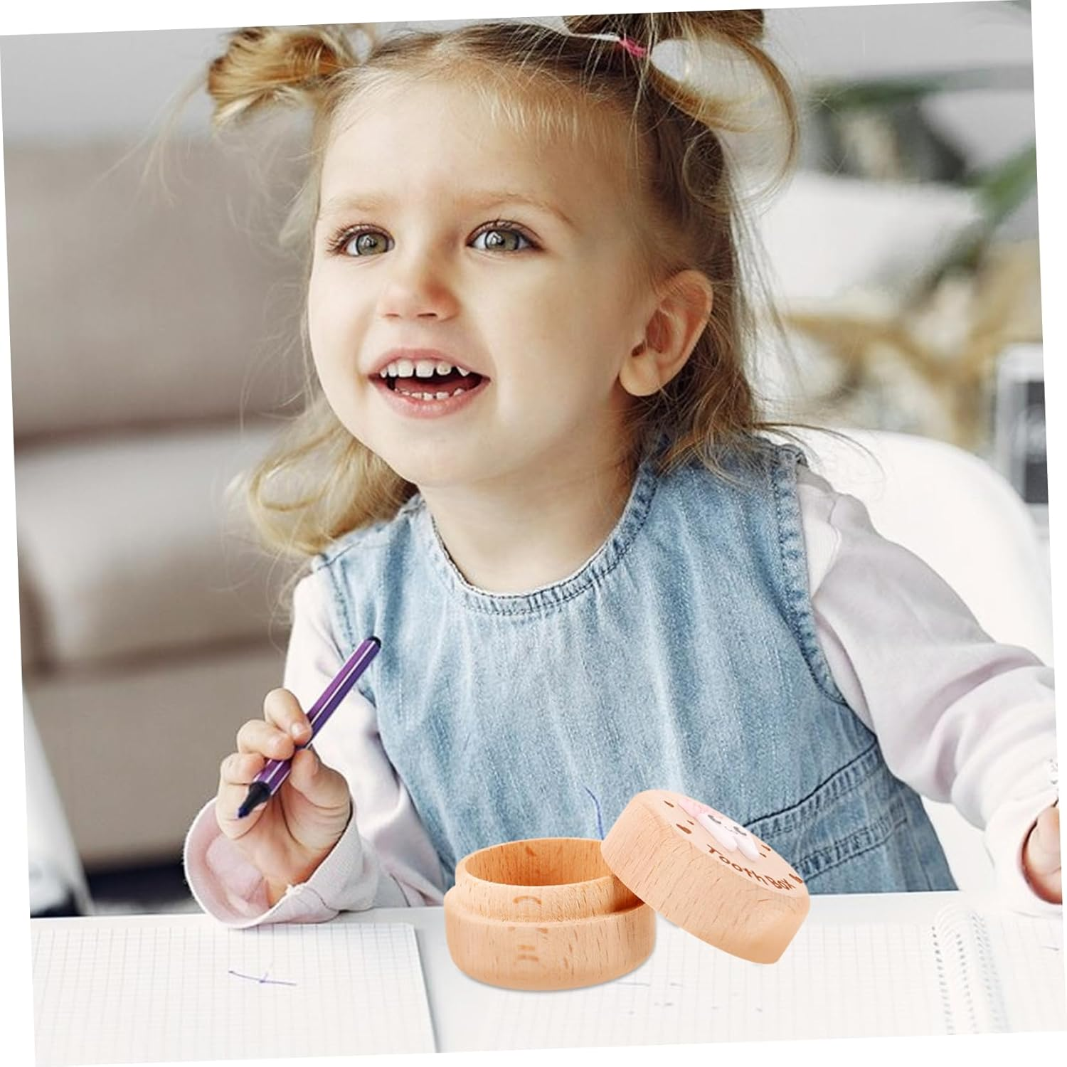 Wooden Tooth Box Tooth Keepsake Box for Kids Natural Wood Keepsake for Boys Girls image number 3