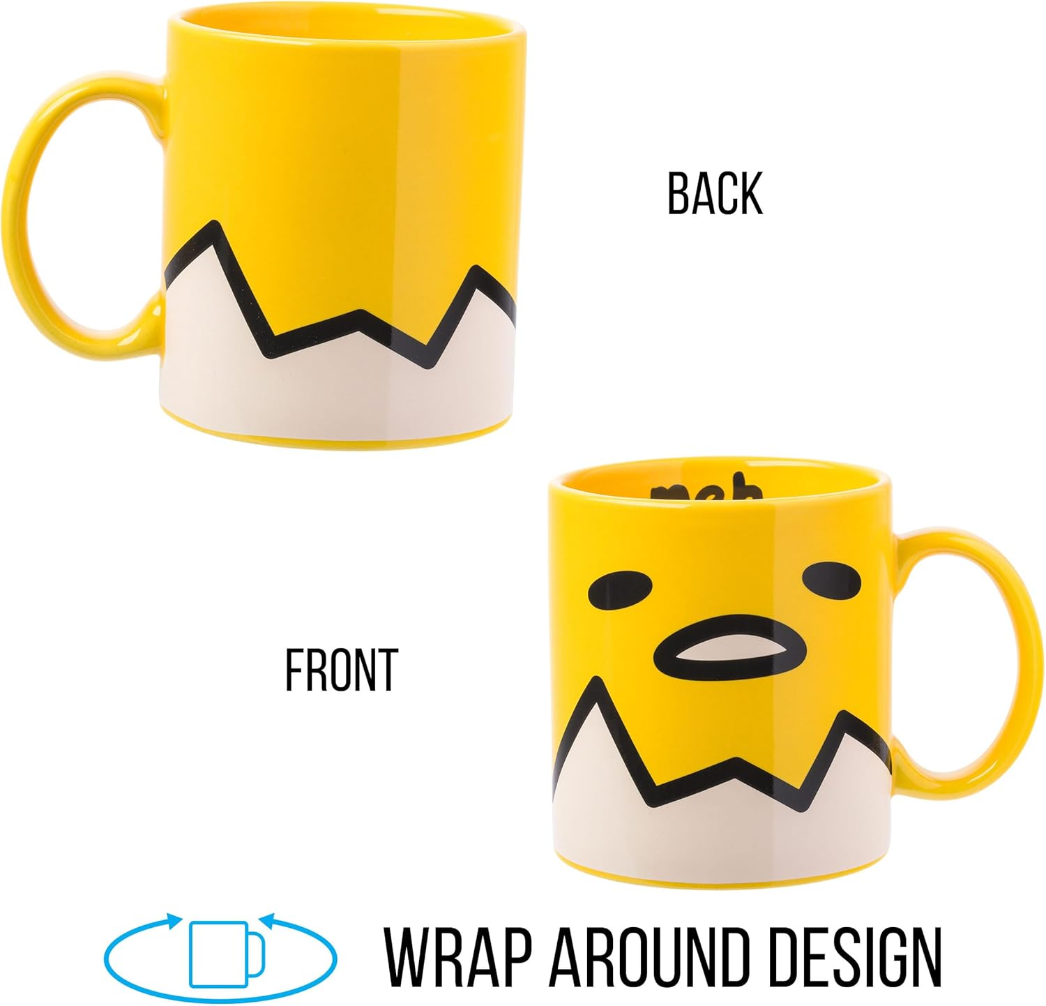 Silver Buffalo GUD20534 Sanrio Gudetama Face Ceramic Mug, 20-Ounce, Yellow image number 1