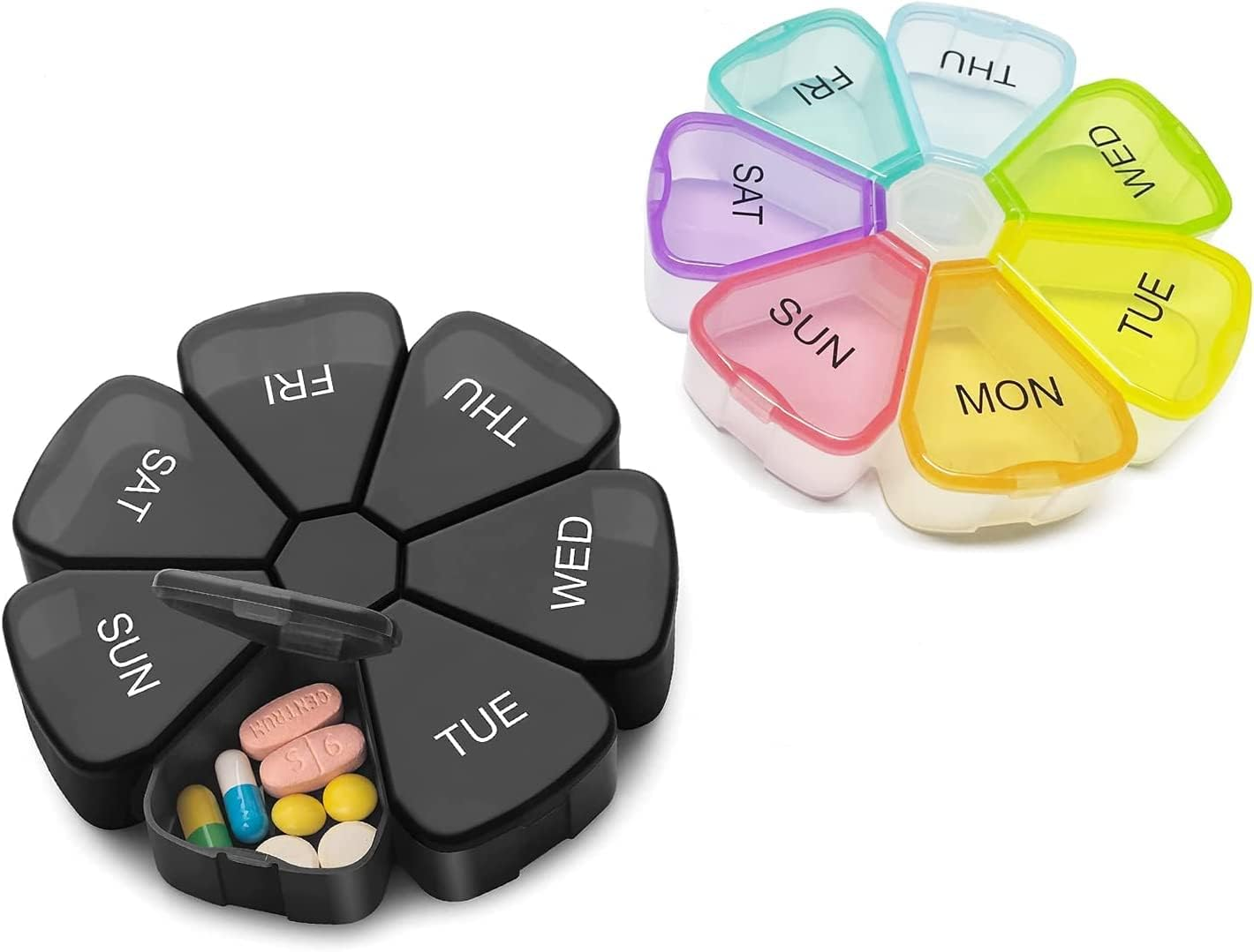 2 Pack Pill Organizer, Betterjonny 7 Day Portable Medicine Box Case with Large Compartments, to Hold Daily Medication, Vitamins Fish Oil, Supplements image number 3