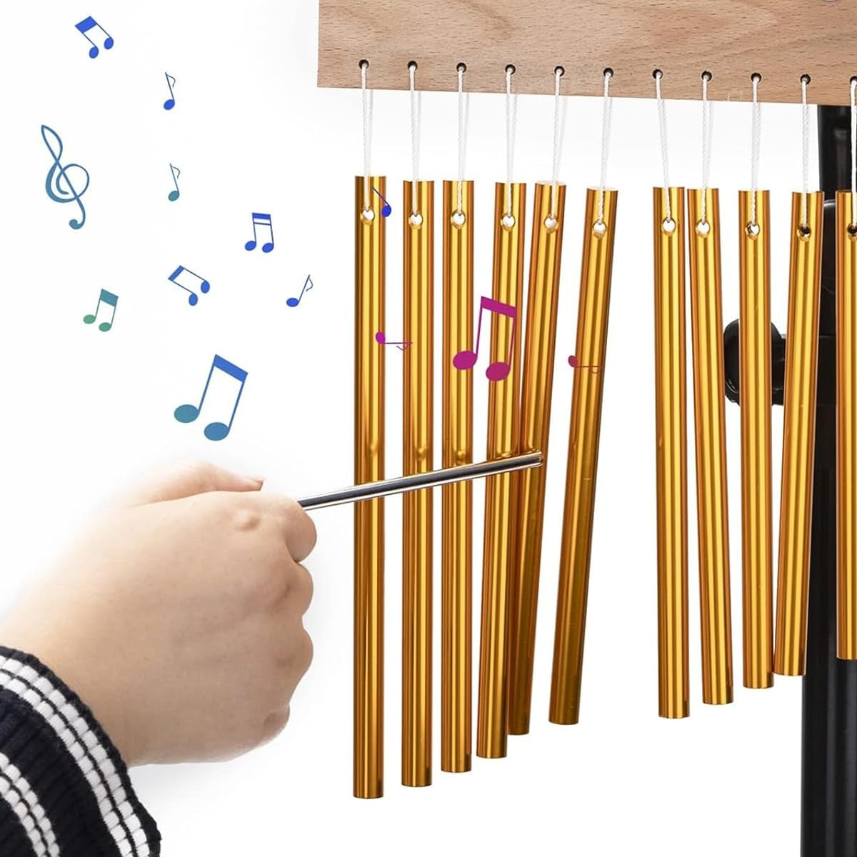 AIMALL 36-Tone Wind Chime Tree Percussion Instrument with Metal Rods and Wooden Frame for Orff Classroom Stage Performance Music Therapy 22.83X46.45In image number 3