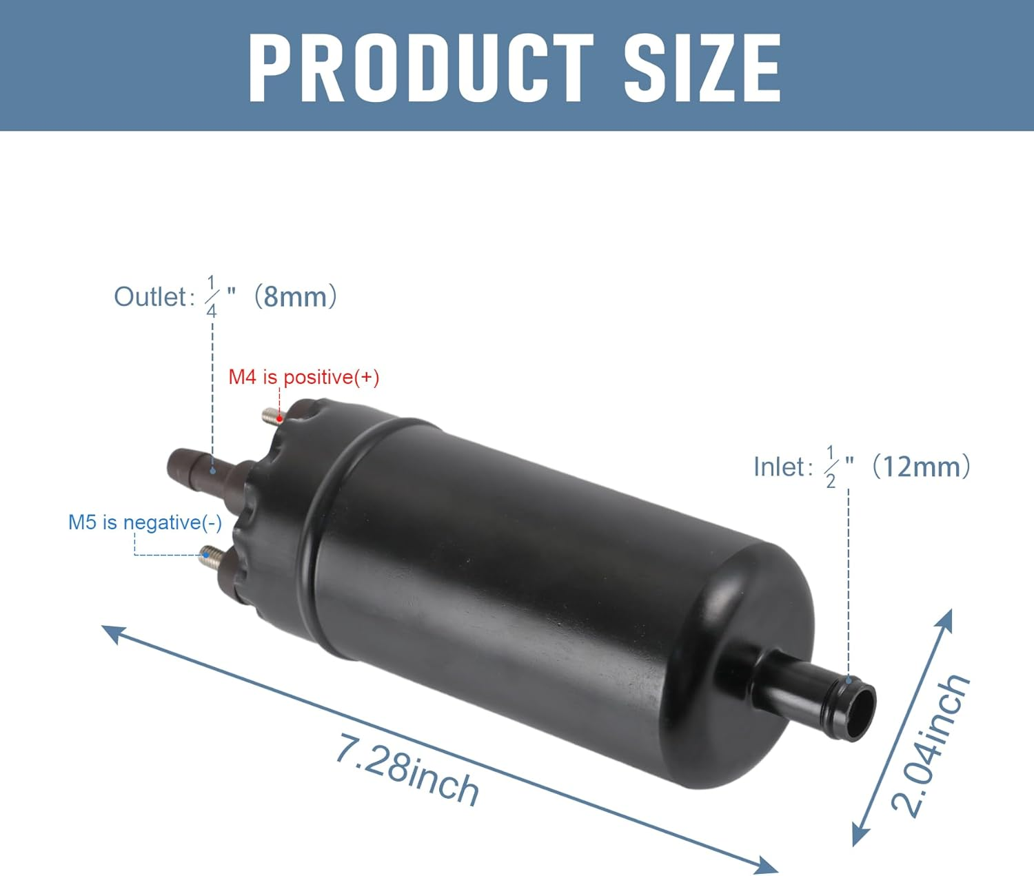 Universal External Inline High Pressure Fuel Pump 12V with Mounting Bracket Clamp and Fuel Hose Replace 0580463016, 0580464020, 0580464055, 0580453911, 0580464048 Gasoline Injection Pump Black image number 2