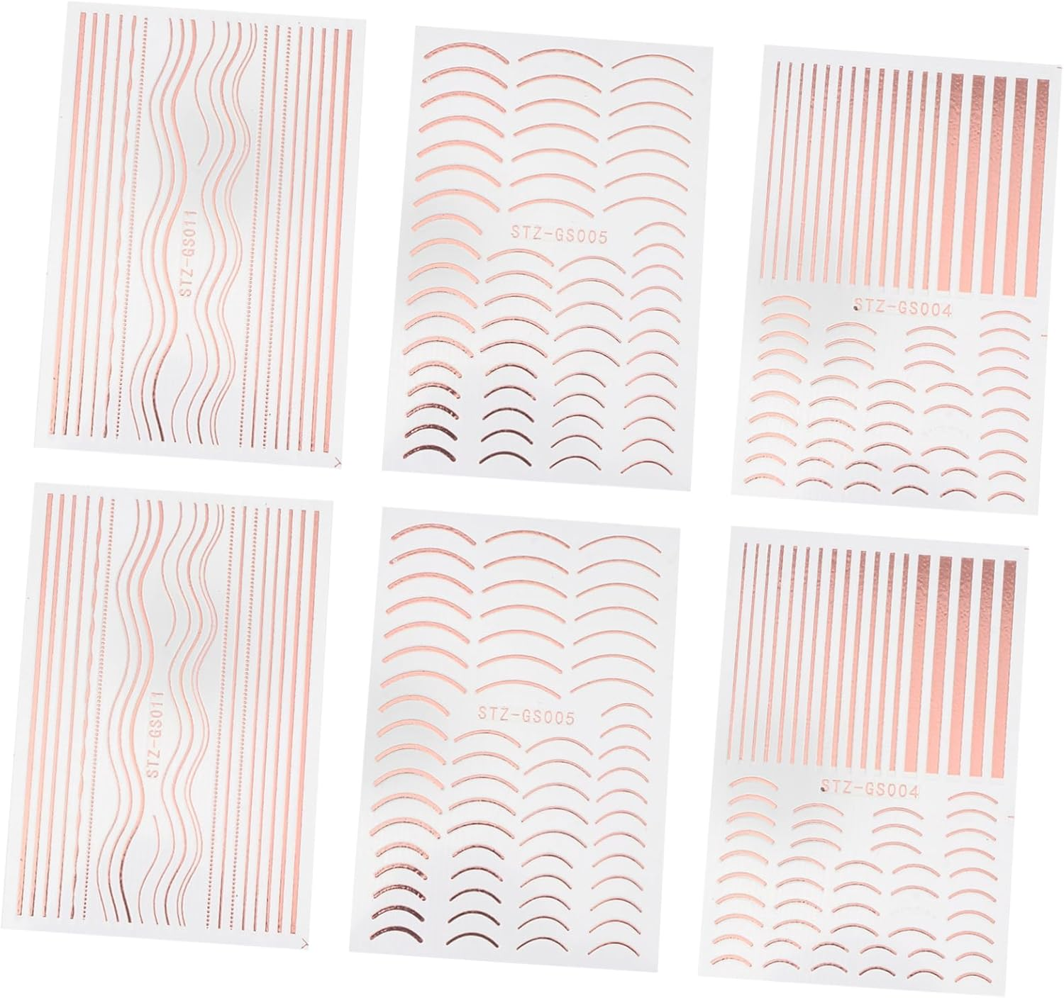 6Pcs Nail Art Stickers Women DIY Nail Decors Simple Decals for Girls Boys and Girls image number 6