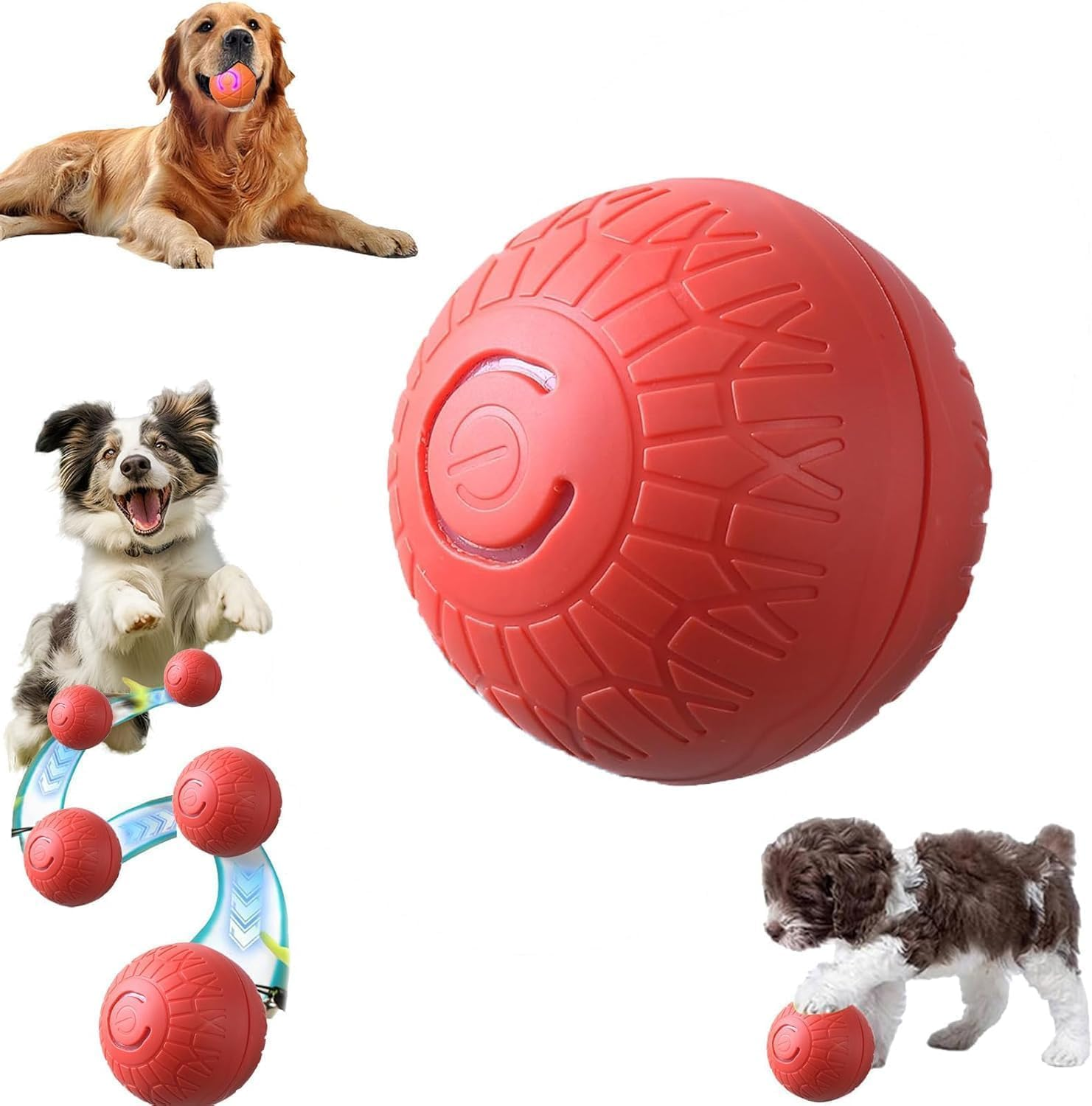 TEKXDD Interactive Dog Ball - Dog Toys, Indestructible Dog Moving Ball, Pet Playthings for Outdoor & Indoor Playtime - Orange image number 2