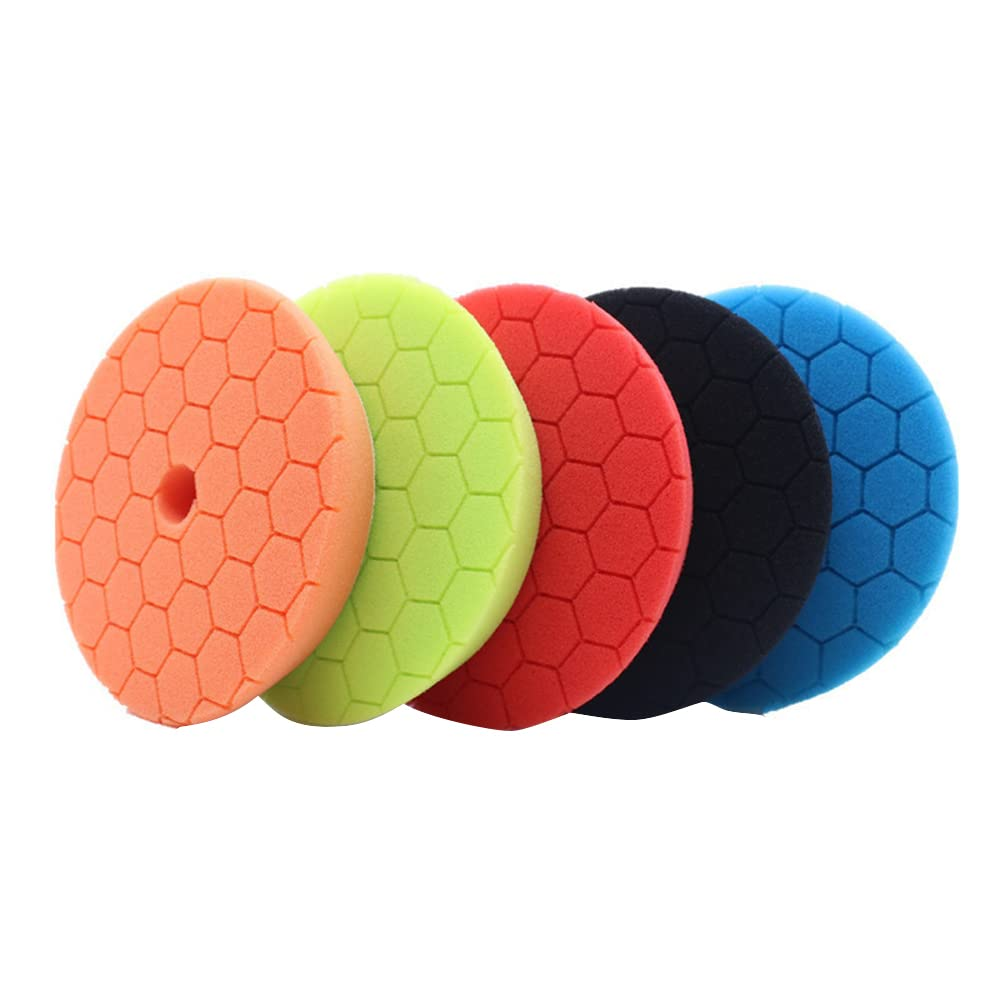 FUNFANG Buffing Polishing Pads 5 Pcs 6 Inch Large Size Sponge Polishing Pads Car Foam Buffing Sponge Pads Kit for Car Buffer Polisher Compounding Polishing Waxing image number 1