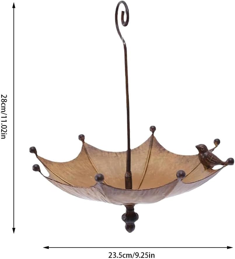 Umbrella Shaped Hanging Bird Feeder,Hummingbird Feeder for Outside,Outdoor Decoration Umbrella Bird Bath Pendant Umbrella Shaped Iron Garden Decoration Bird Garden Feeders,Garden Backyard Decor image number 5