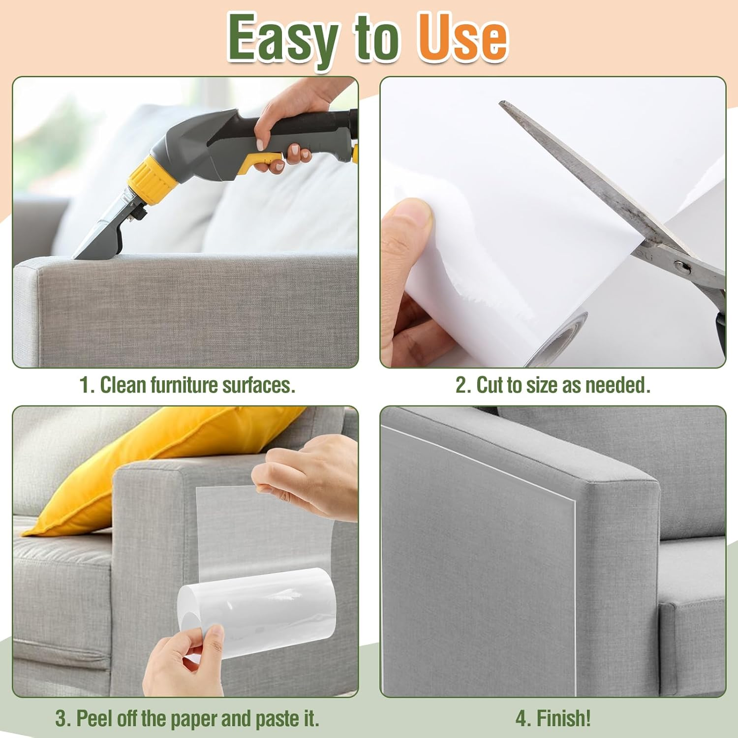 Scratching Film Cat Self-Adhesive 15 X 300 Cm, Scratch Protection Cat Tape, Cat Scratch Protection Sofa, Transparent, Couch Scratch Protection Cat, Anti-Scratch Tape for Furniture, Couch, Sofa, Wall, image number 4