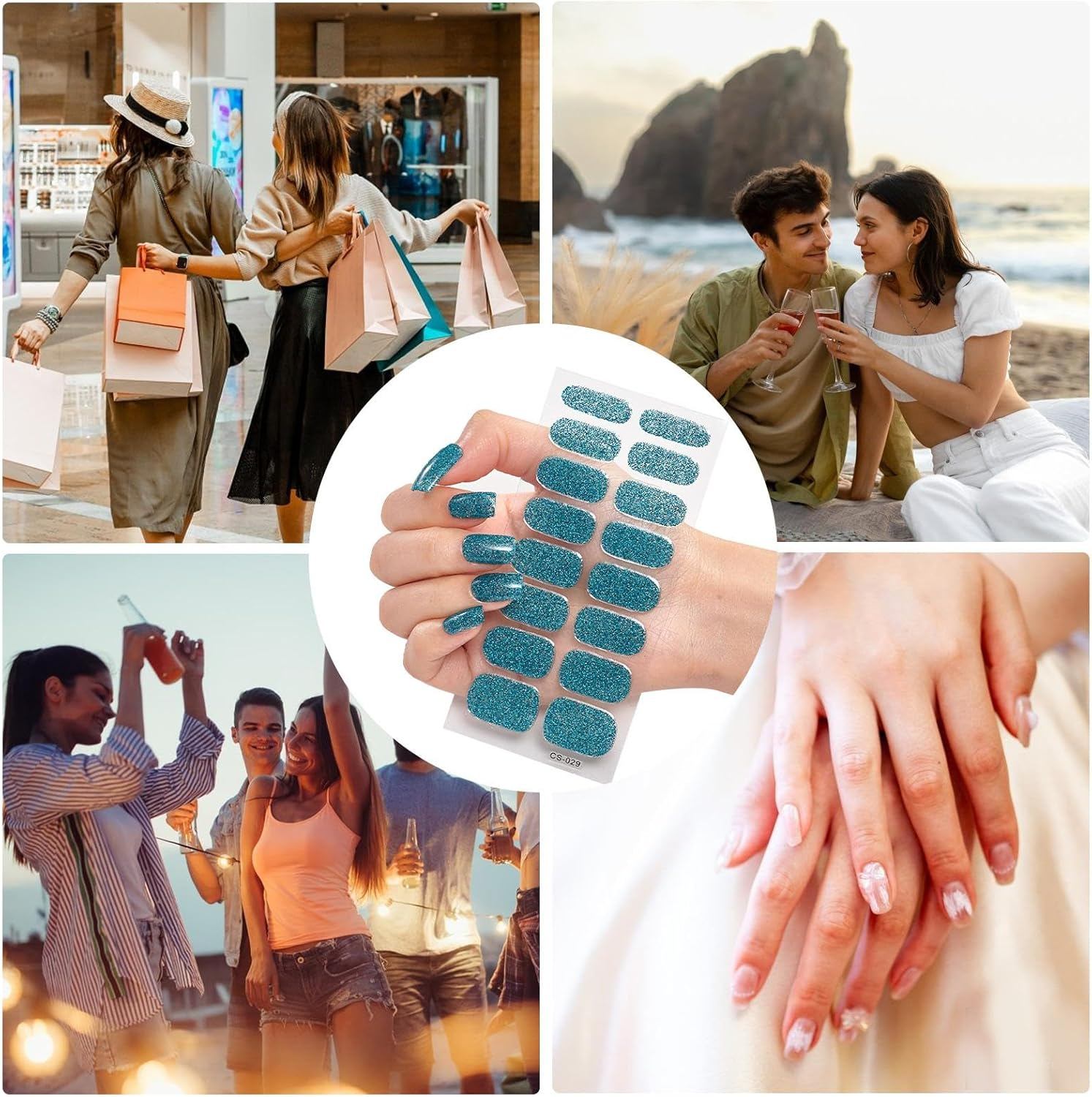 Stick on Gel Nail Strips - UV Stickers, Full Wraps, Semi Cured Polish Strips for Salon Manicure - Cs030 image number 3