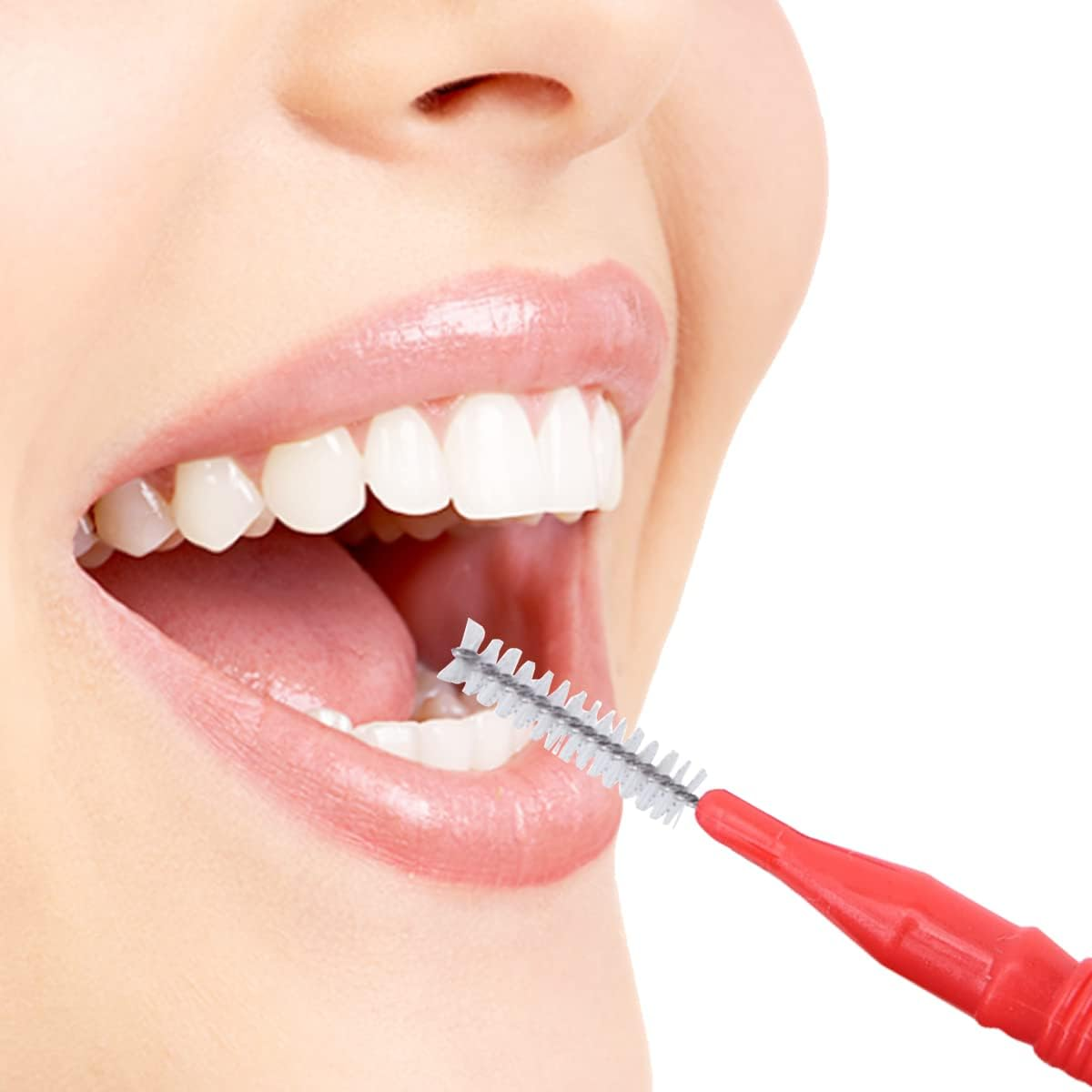 GXXMEI 100PCS Braces Dental Brush Flosser for Cleaner Interdental Brush Toothpick Dental Tooth Flossing Head Oral Dental Hygiene Toothpick Cleaners Cleaning Tool (Red and Blue) image number 2