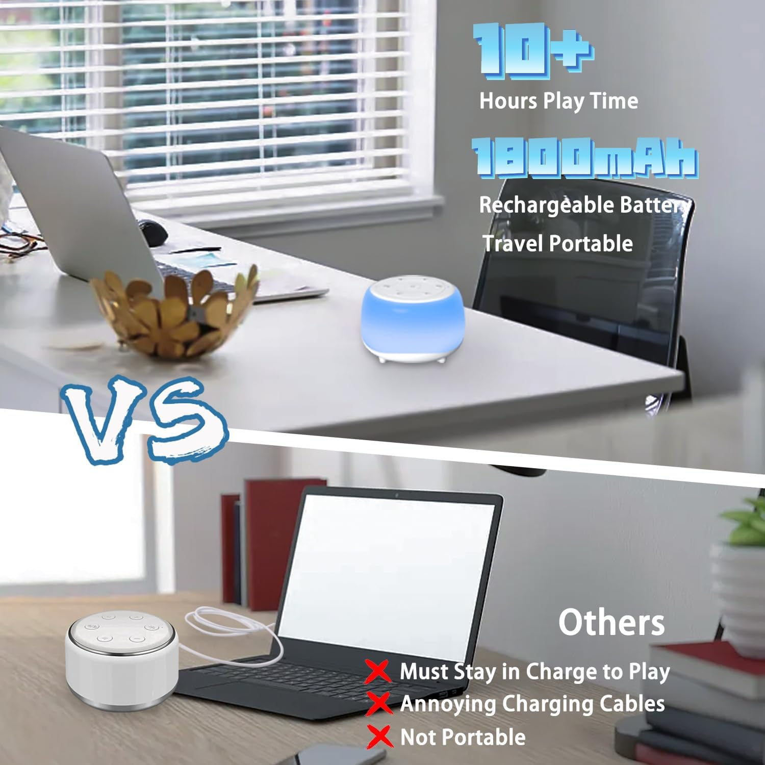 Xkimos White Noise Machine Baby and Adult, 34 Soothing Sounds White Noise Machine, 7 Color Lights Portable Baby Night Light Sound Machine for Kids Sleeping with 3 Auto-Off Timer & 30 Levels of Volume image number 4