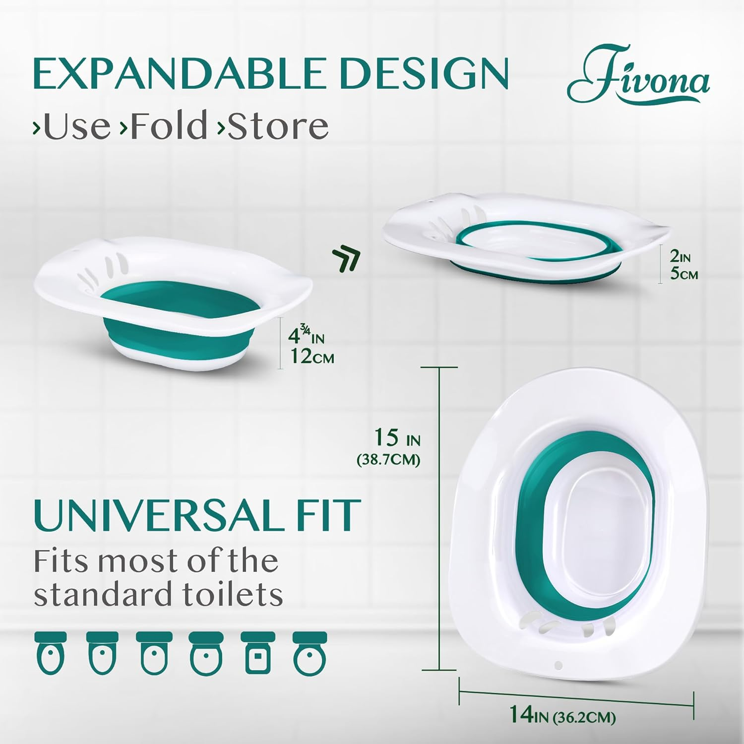 Fivona Expandable Sitz Bath Seat for Soak and Steam - Postpartum Essentials Care and Hemorrhoid Treatment - Unisex and Universal Fit over the Toilet Yoni Steaming Bowl - At-Home Soothing Relief Device image number 5
