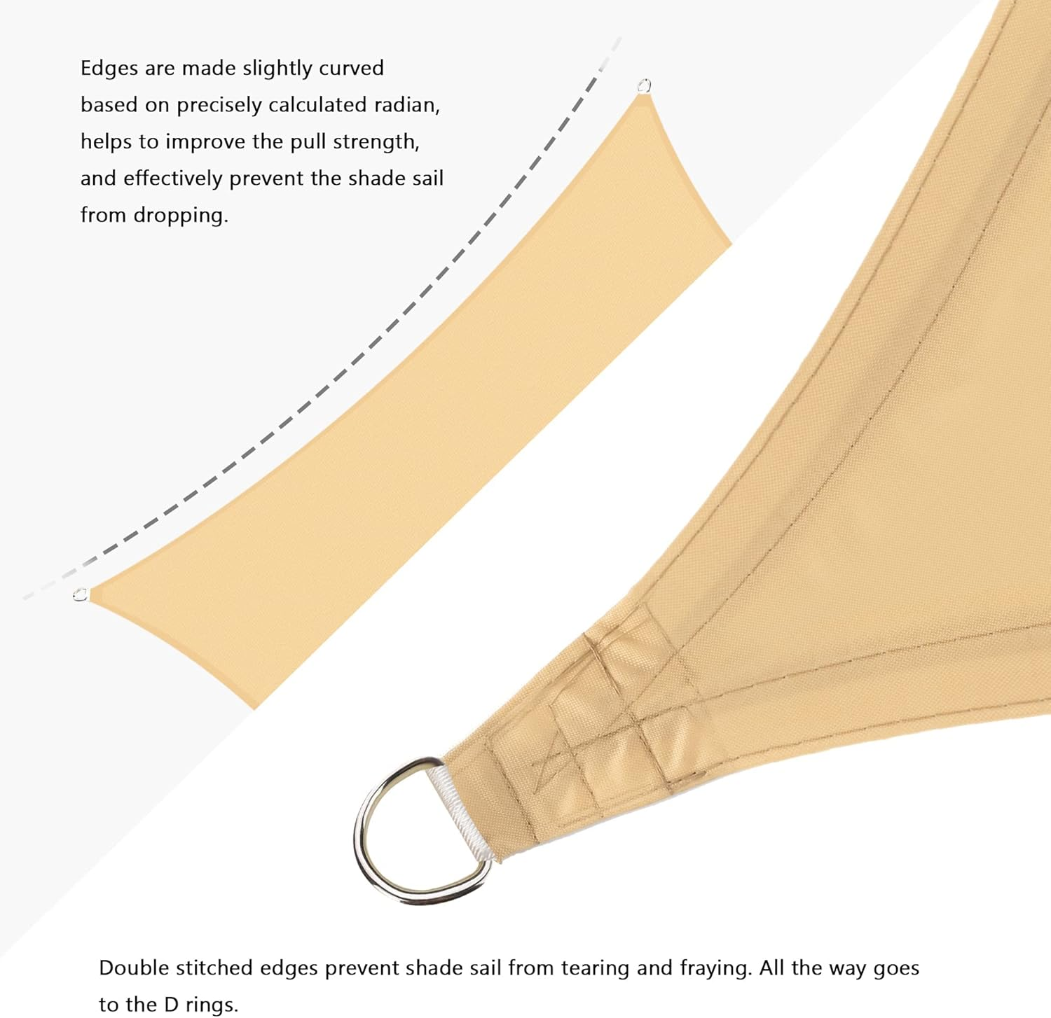 Nyshine Sun Shade Sail Waterproof 6.5' X 10' Rectangle UV Block Canopy Awning Shelter for Outdoor Patio Backyard Lawn Garden Carport image number 4