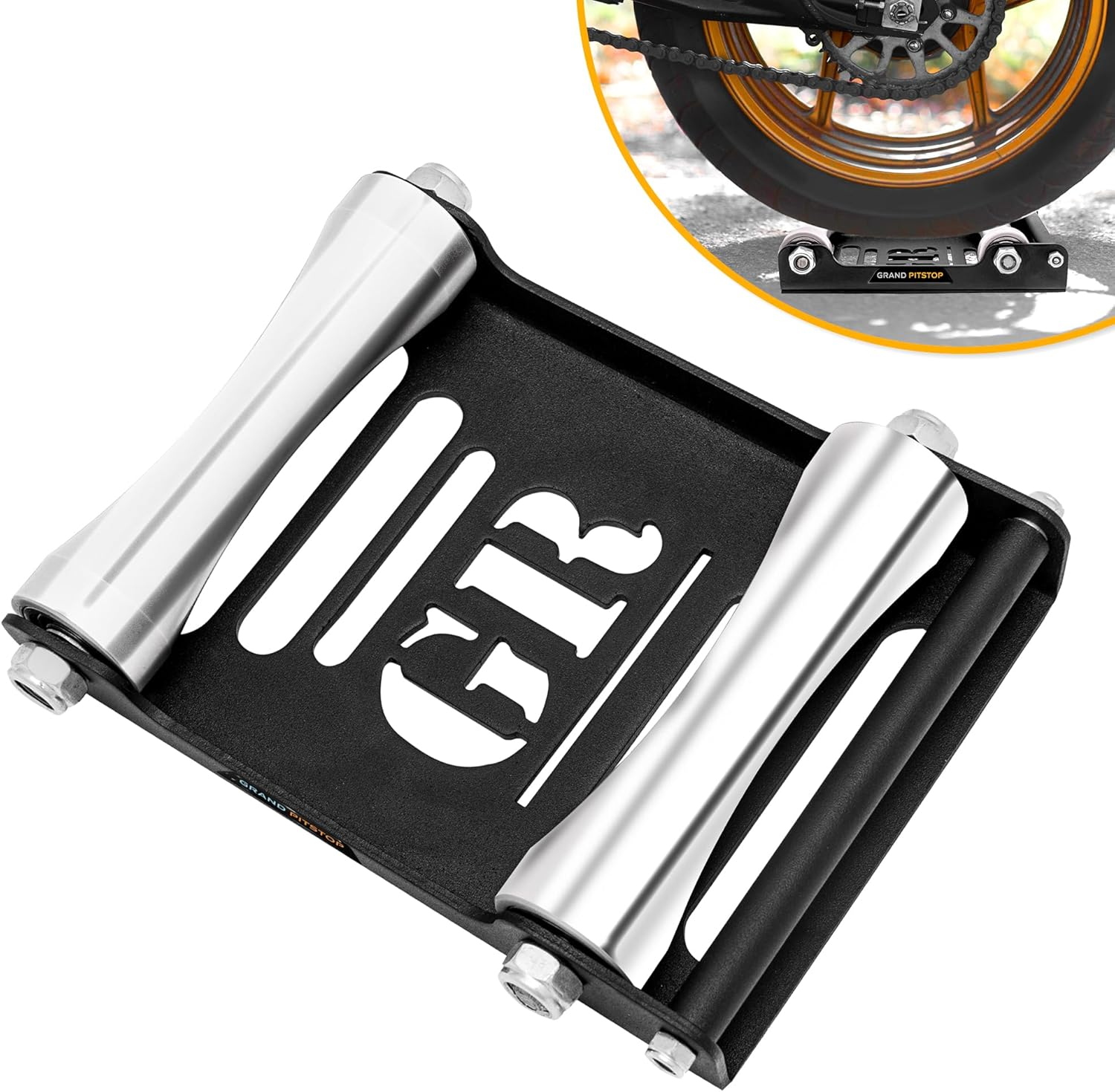 Grand Pitstop Motorcycle Wheel Cleaning Stand - Paddock Stand Replacement - Wheel Roller Stand for Tire Cleaning & Chain Lubrication - Groller (Large (Bikes < 600 Lb & Tire Width <240 Mm)) image number 3