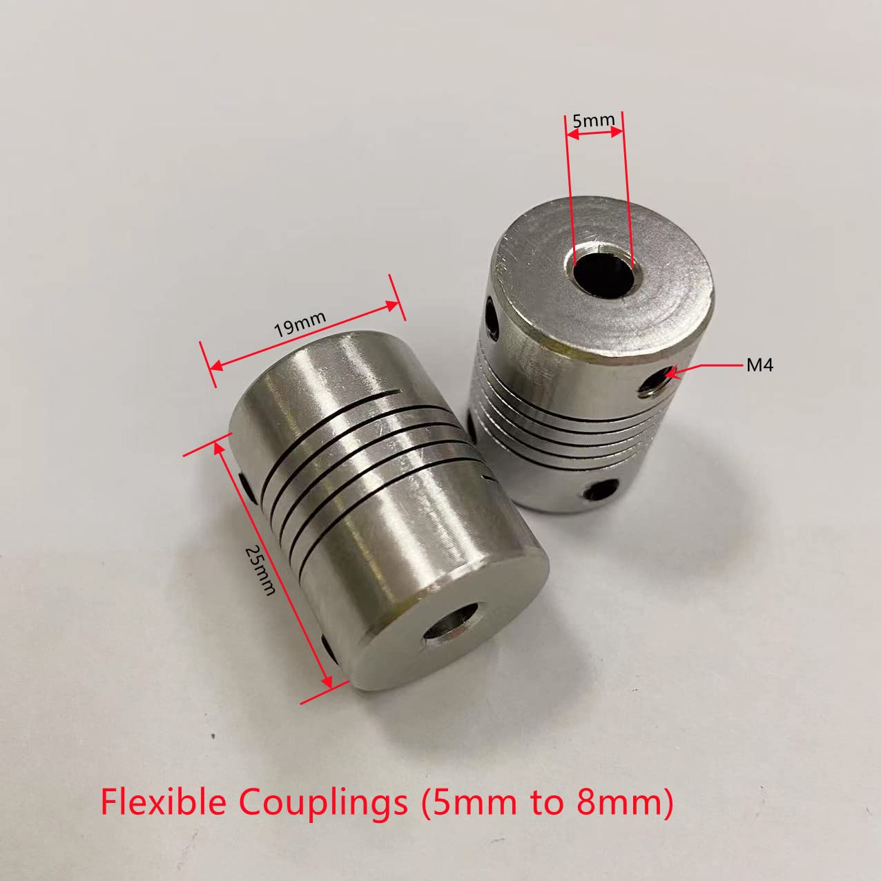 Ruimou 5PCS 5Mm X 8Mm Aluminum Flexible Shaft Coupling Od19Mm X L25Mm CNC Stepper Motor Coupler Connector