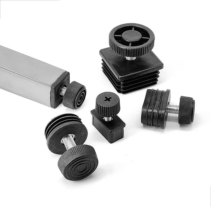 4-Pack Furniture Leveler Chair Leg Leveling Feet Square Tube Insert Kits 30 X 30Mm M8 Threaded Furniture Feet End Caps, Black image number 4