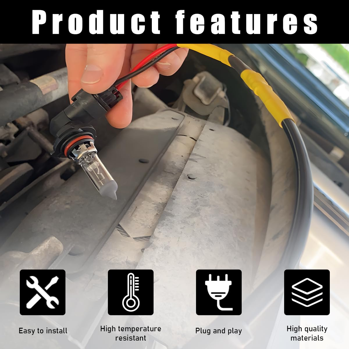 2 PCS 9005 HB3 9006 HB4 9012 Bulb Socket, Headlight Connector Female Adapter Wiring Harness Socket, Automotive Headlights Fog Lights Socket Wire Replacement, Car Accessories image number 3