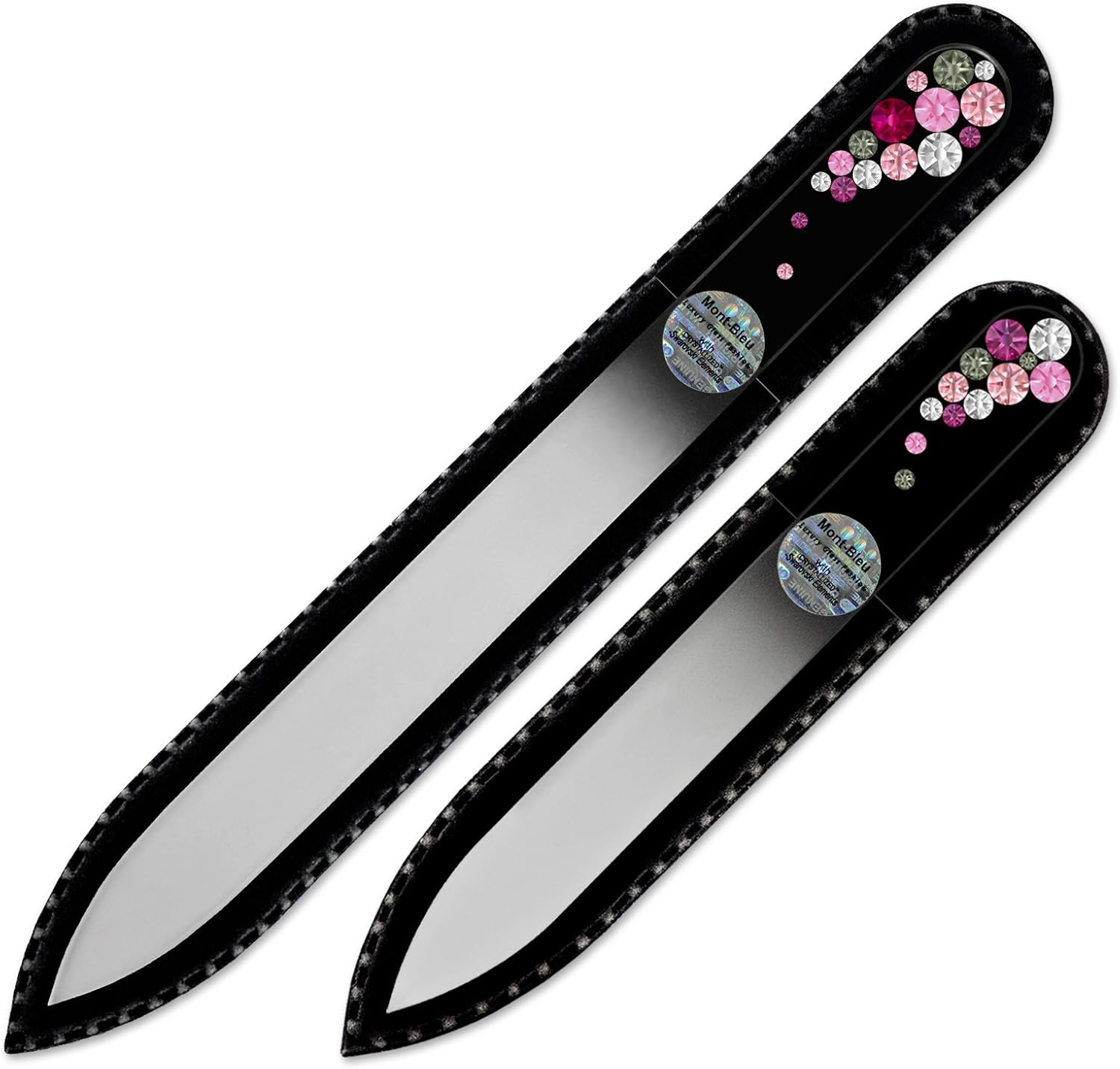 Nail File - Mont Bleu Premium Set of 2 Glass Nail Files Hand Decorated with Crystals - Genuine Czech Tempered Glass - Gifts for Women - Best Glass Nail Files for Natural Nails image number 6
