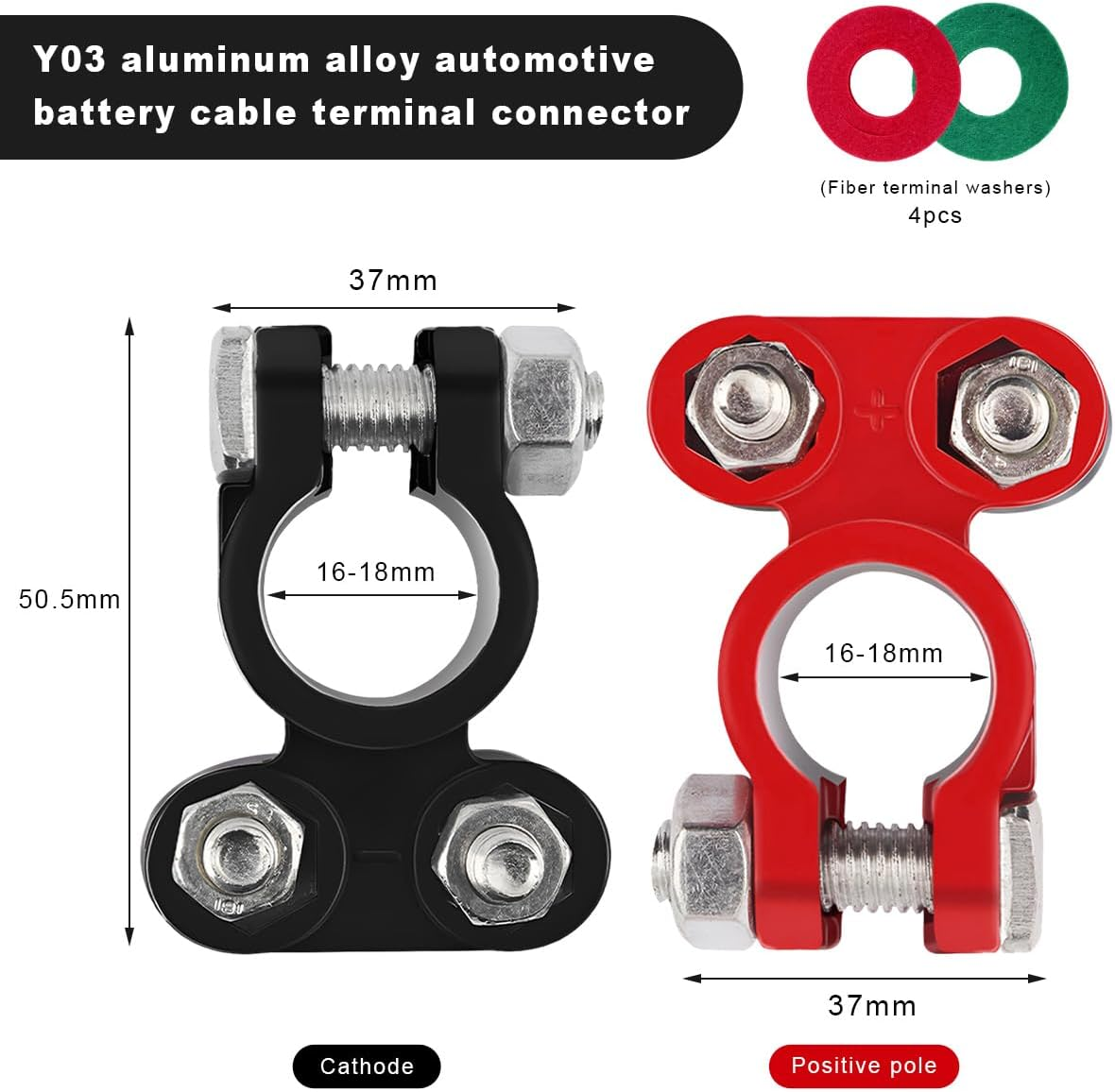 4 PCS Battery Terminal Connector, anti Corrosion Car Battery Terminal Clamp Connector, Adjustable Positive Negative Battery Post Connector, Replacement Car Accessories image number 5