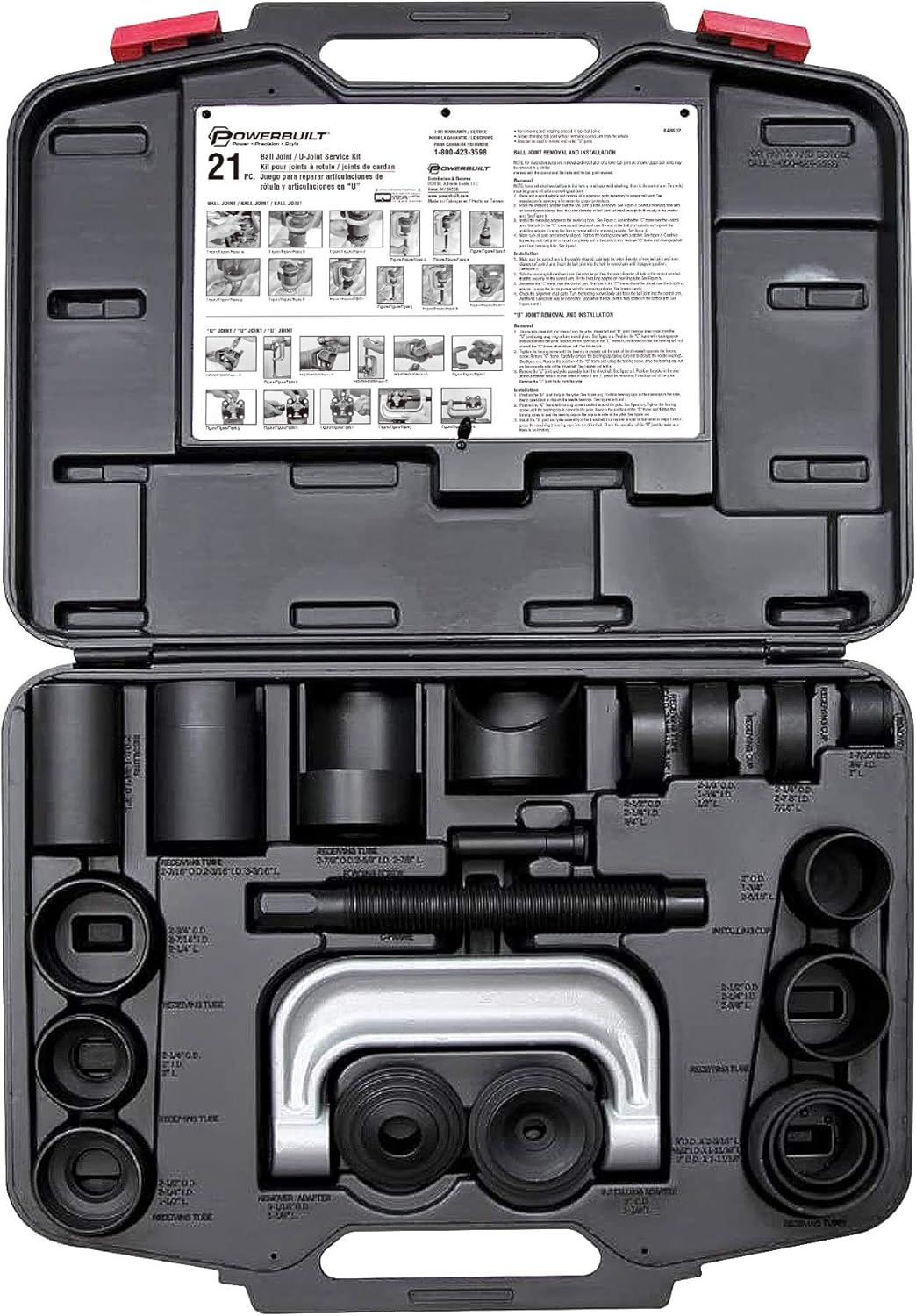Powerbuilt Ball Joint and U-Joint Service Tool Set, Remove and Install, Ford, GM, Dodge, Adapters Included - 648602 image number 4