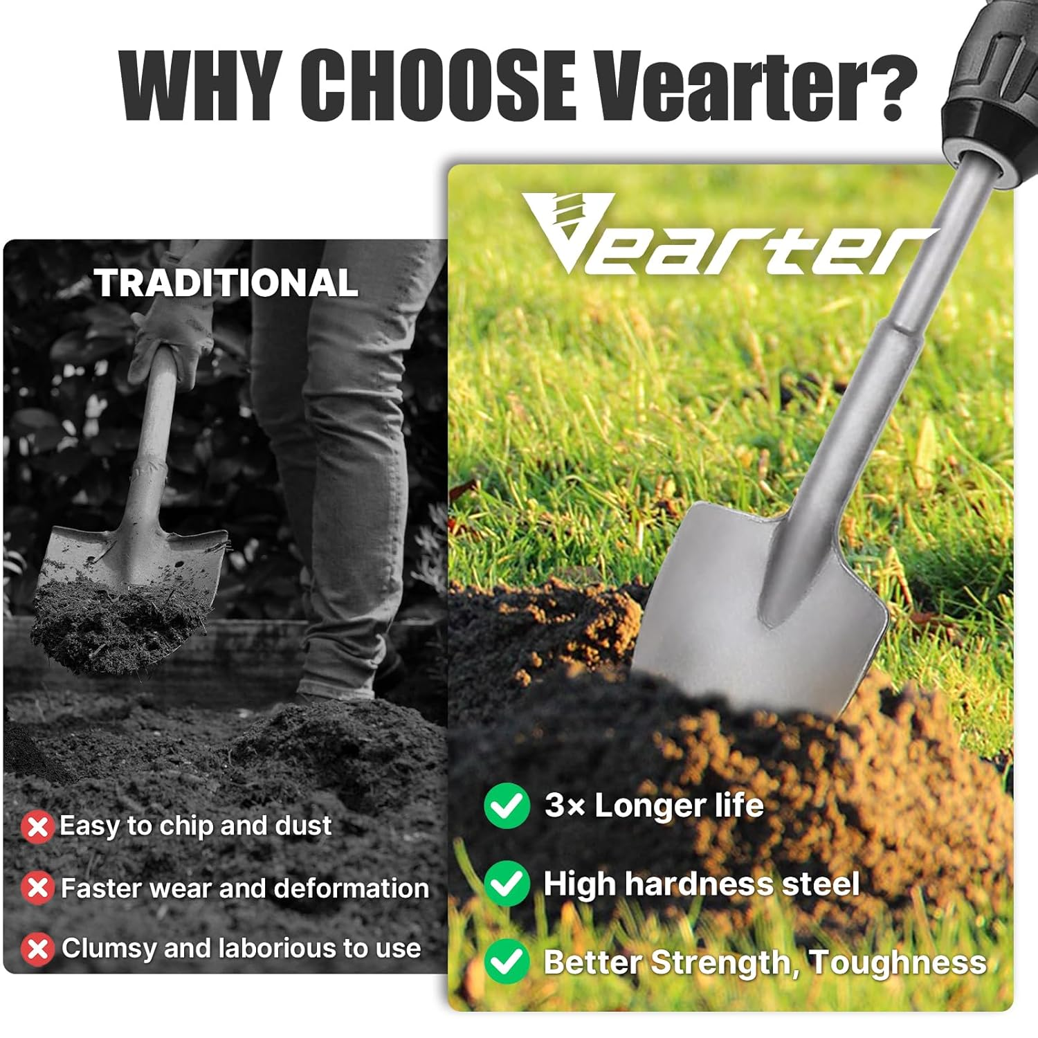 Sds-Max Shank 40Cr Steel Clay Spade, 410Mm Demolition Jack Hammer Bit, Trenching and Digging Shovel Bit for Clay, Gravel, Frozen Soil, Concrete image number 2