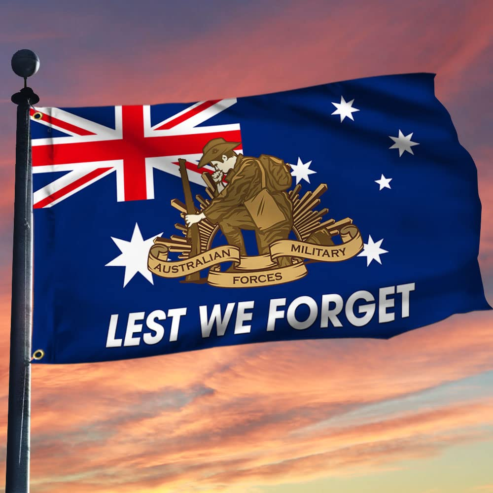Anzac Day Flag Lest We Forget Australian Double Sided Grommet Flag Decor Outdoor Flags for Memorial Day image number 1