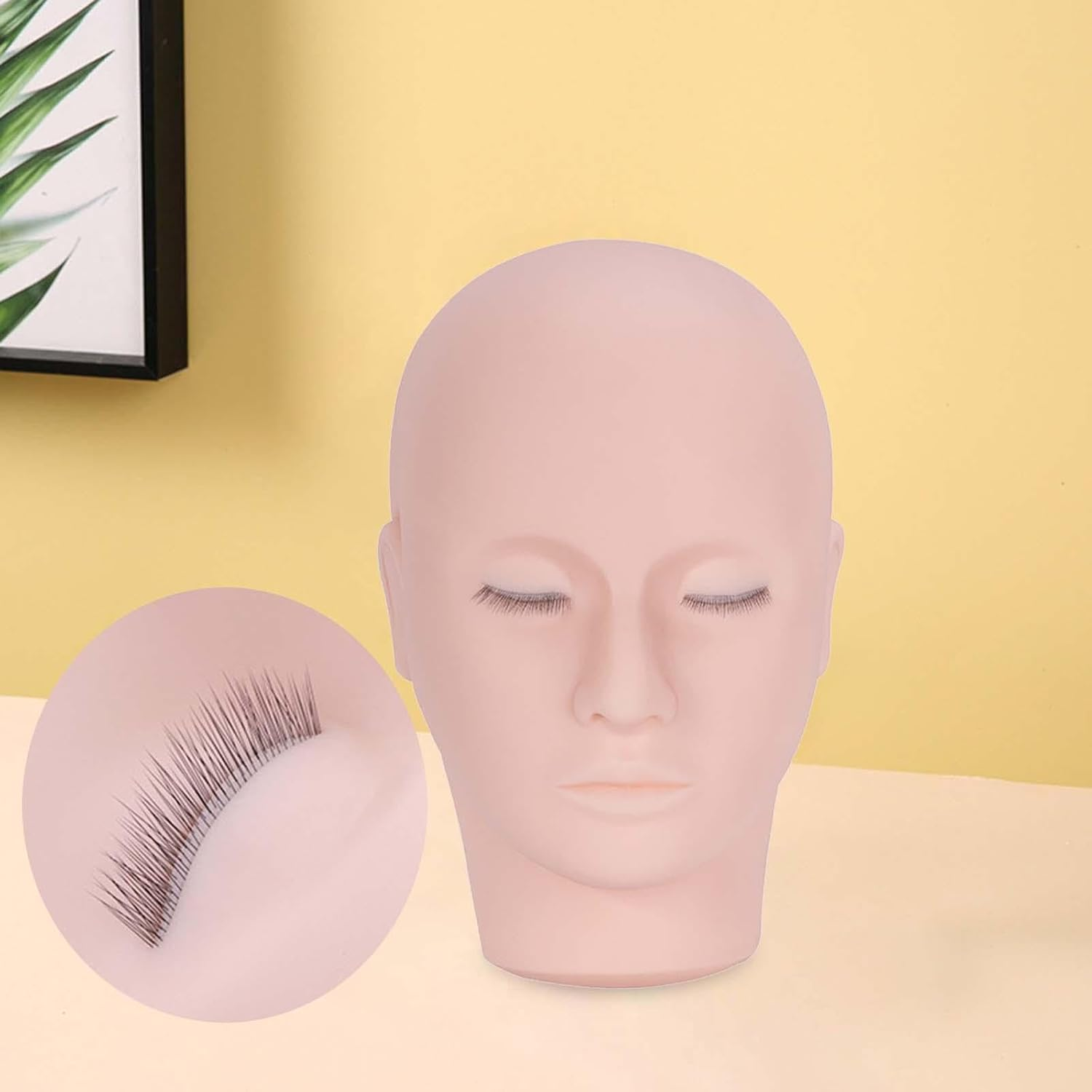 Eyelash Mannequin Head Cosmetology Doll Face Head with Eye Lashes, Durable Easy to Clean, Rubber Practice Head for Home Use Salon Stylist image number 6