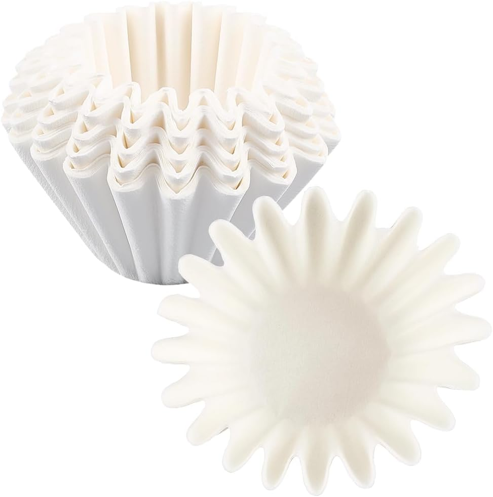 CREATCABIN 100 Pack Basket Coffee Filters Flat Bottom Paper Filter Cup Flowers for Drip Coffee Makers White Espresso Strainers Paper Brew Basket for 1-4 Cups Home Office Use 4.5 X 1.77 Inch image number 4