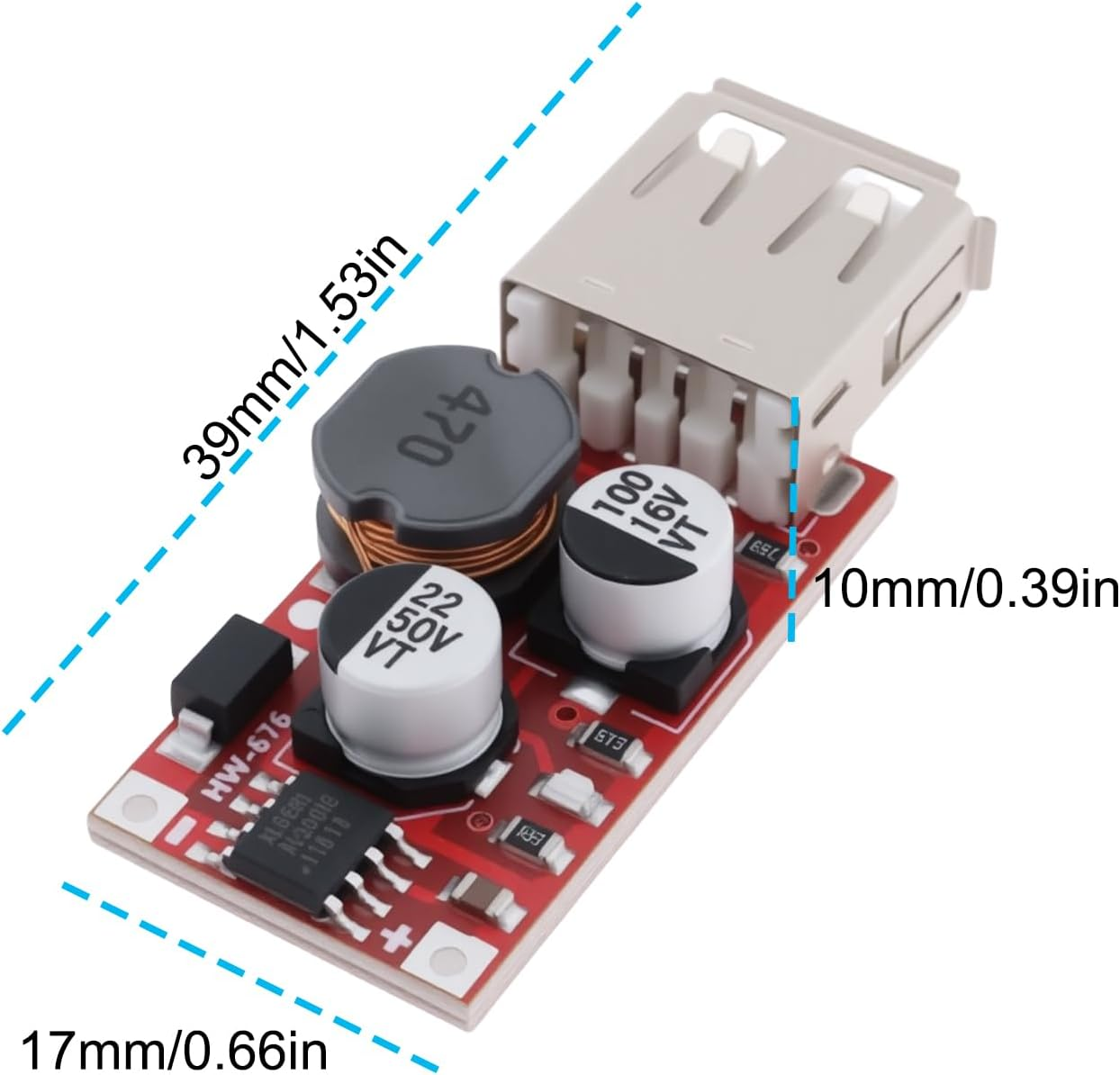VGOL 5Pcs USB 5V 3A DC Voltage Reduction Module 9V 12V 24V Input 15W DIY Charger Suitable for Power Supply Equipment image number 3