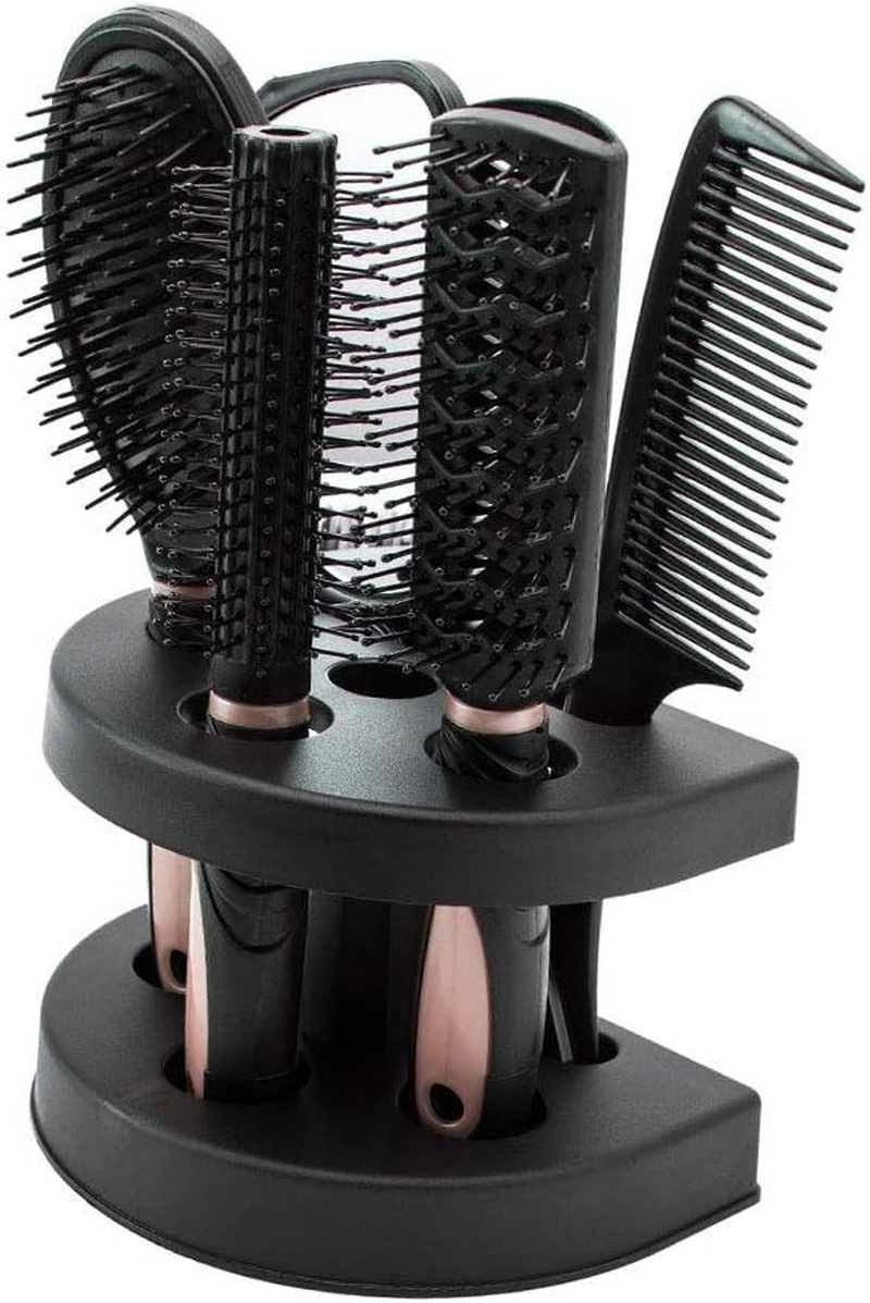 5Pcs Paddle Hair Brush Detangling Brush and Hair Comb Set Hair Brush Professional Salon Hairbrush Mirror Women Makeup Hand Comb Set for Straight Curly and All Hair Types (Pink)