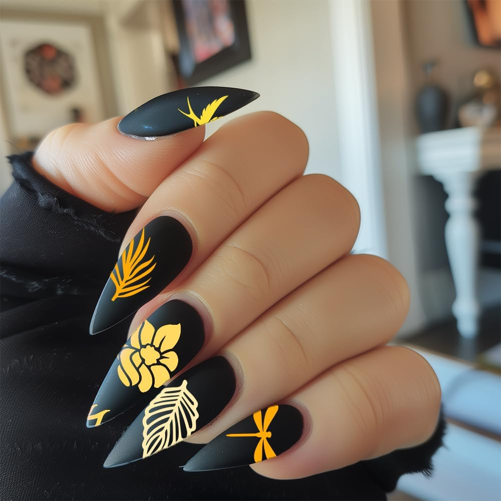 Beinkmake 3Pcs Floral Leaves Nail Stamping Plate Set Lace Seaside Nail Stamp Templates French Tip Nail Art Stamp Plates Butterfly Image Plate Reusable Tools with Stamper Scraper for Manicure Printing image number 3