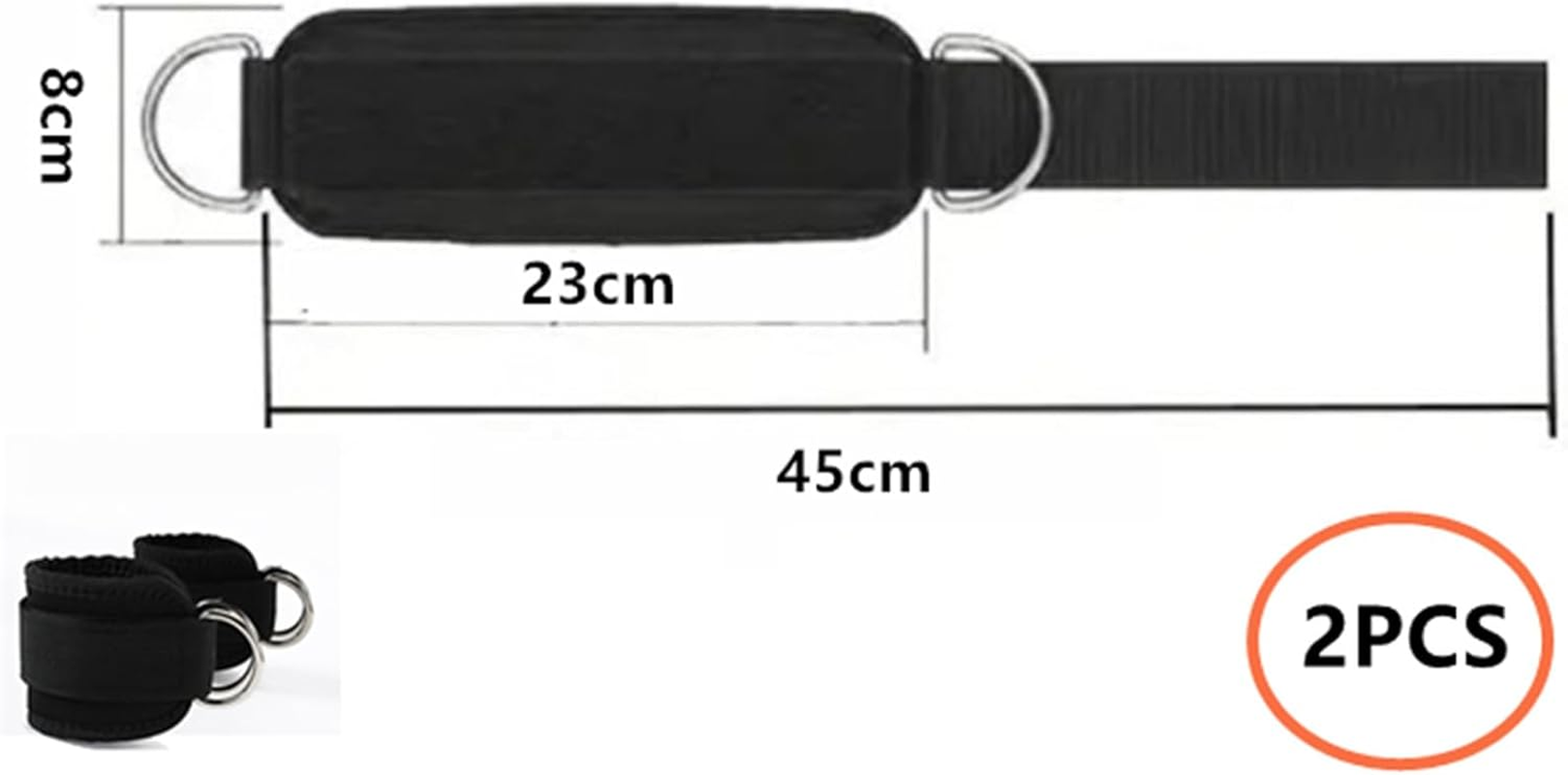 2 Packs Ankle Strap Adjustable Comfort Neoprene and Double D Ring, Ankle Strap Gym Cable Attachment for Gluteal Exercises, Leg Extensions, Curls, and Hip Abduction for Men and Women -(Black)